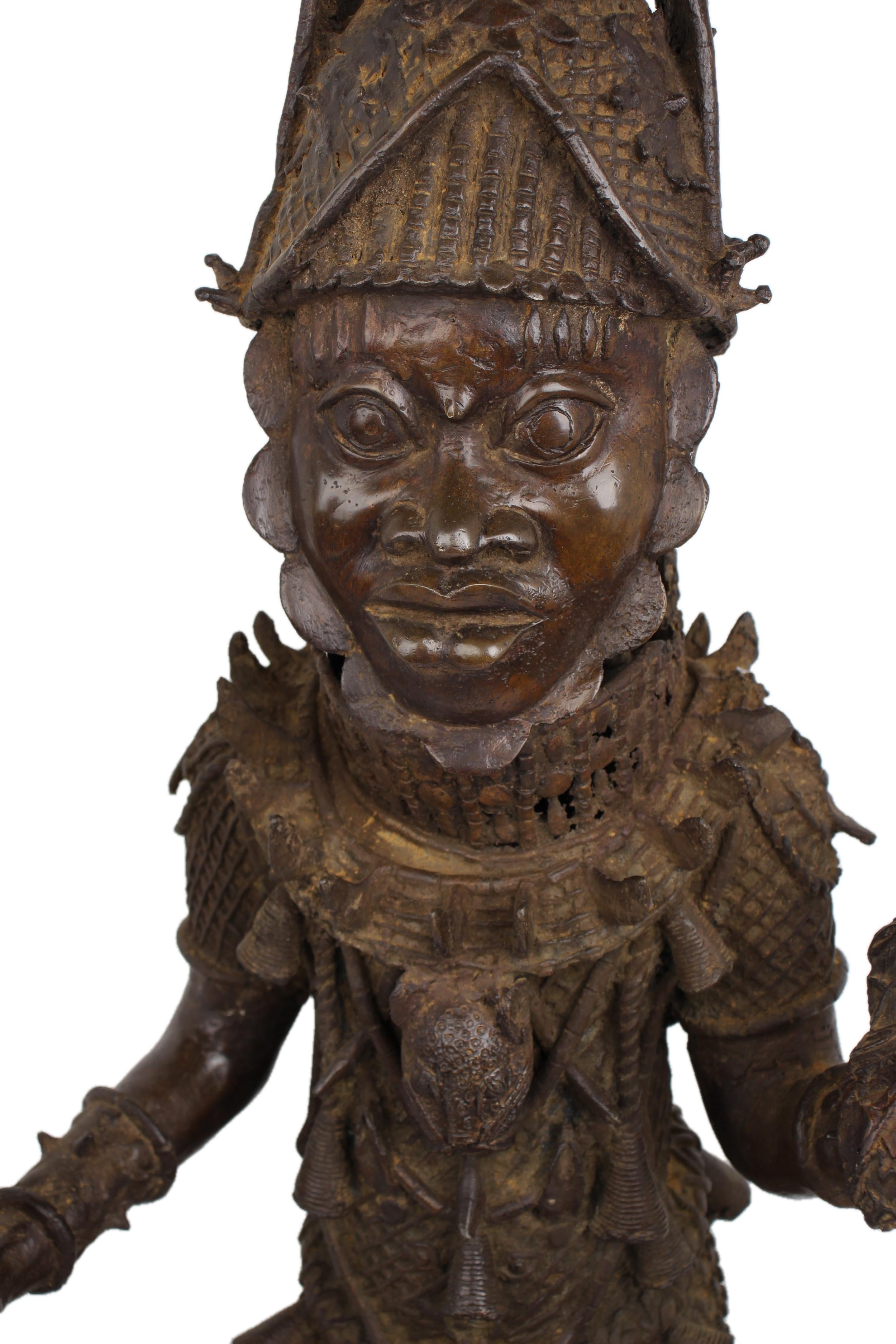 Edo Tribe Benin Bronze Male Statues ~41.3" Tall - New 2025 - West African Artifacts