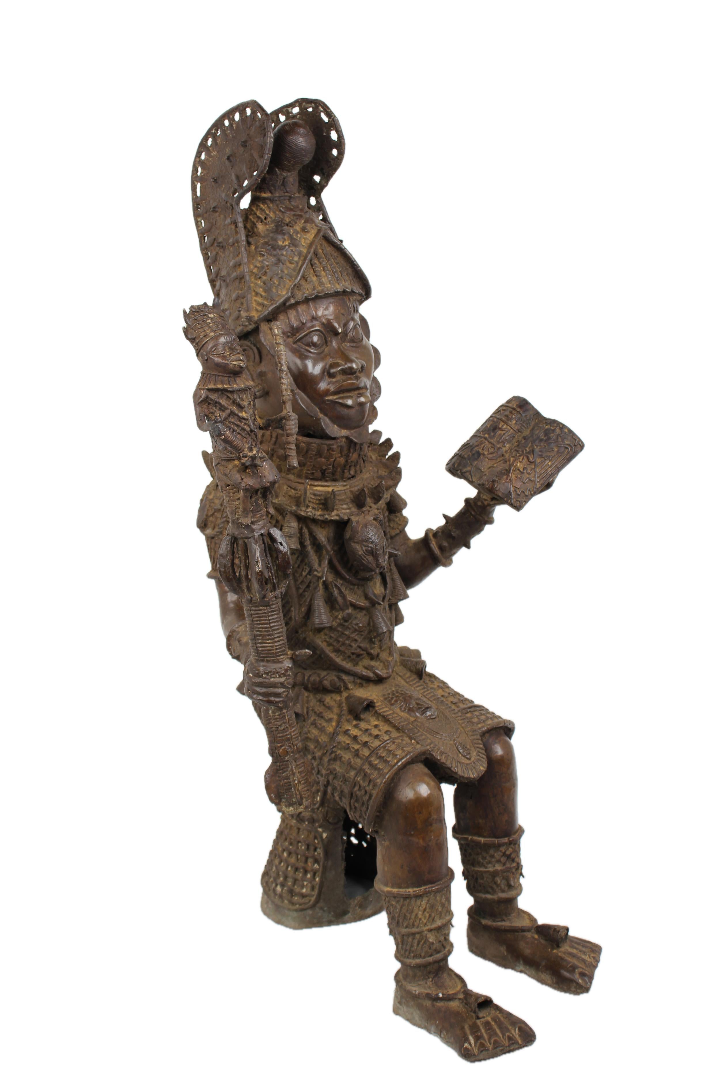 Edo Tribe Benin Bronze Male Statues ~41.3" Tall - New 2025 - West African Artifacts