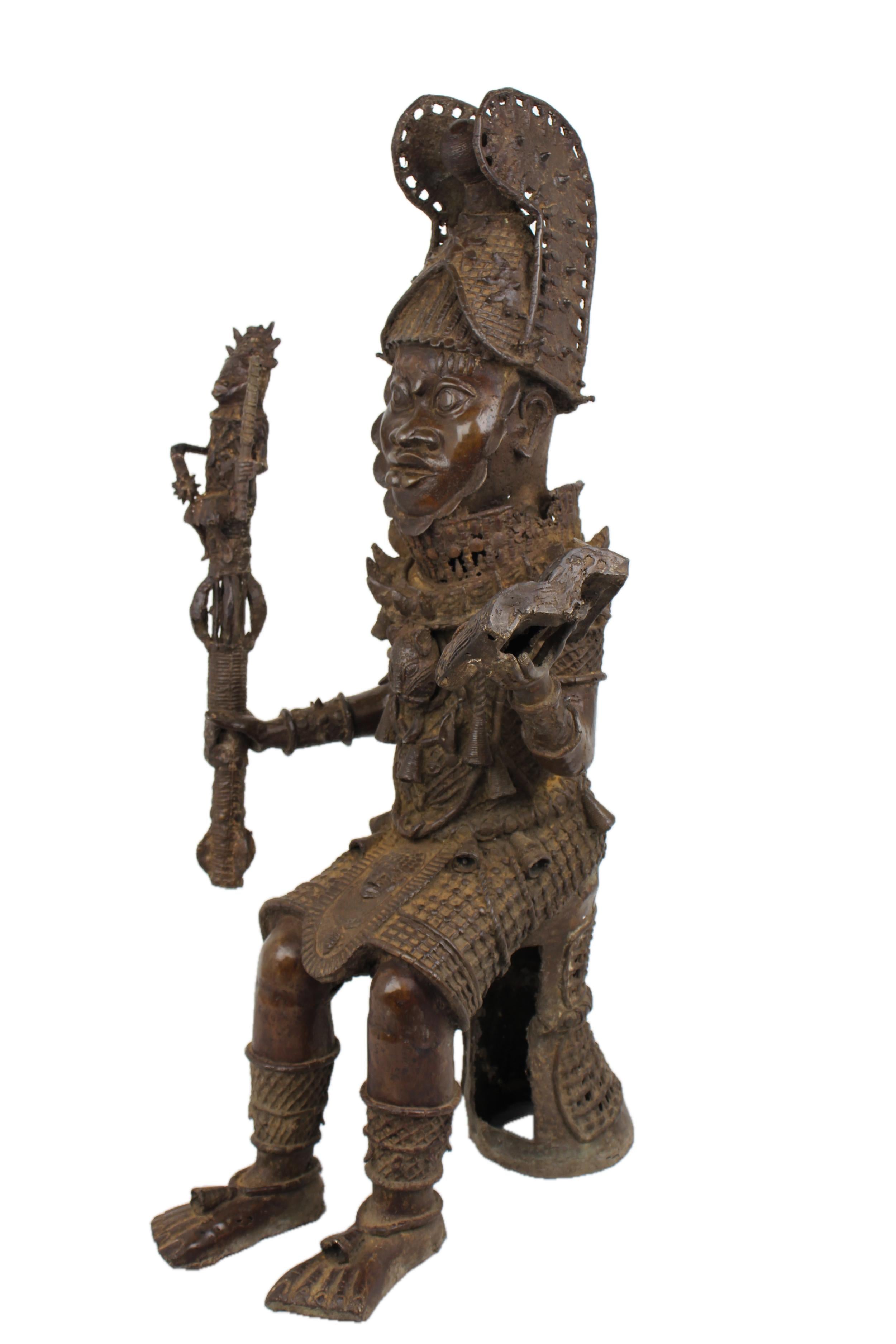 Edo Tribe Benin Bronze Male Statues ~41.3" Tall - New 2025 - West African Artifacts