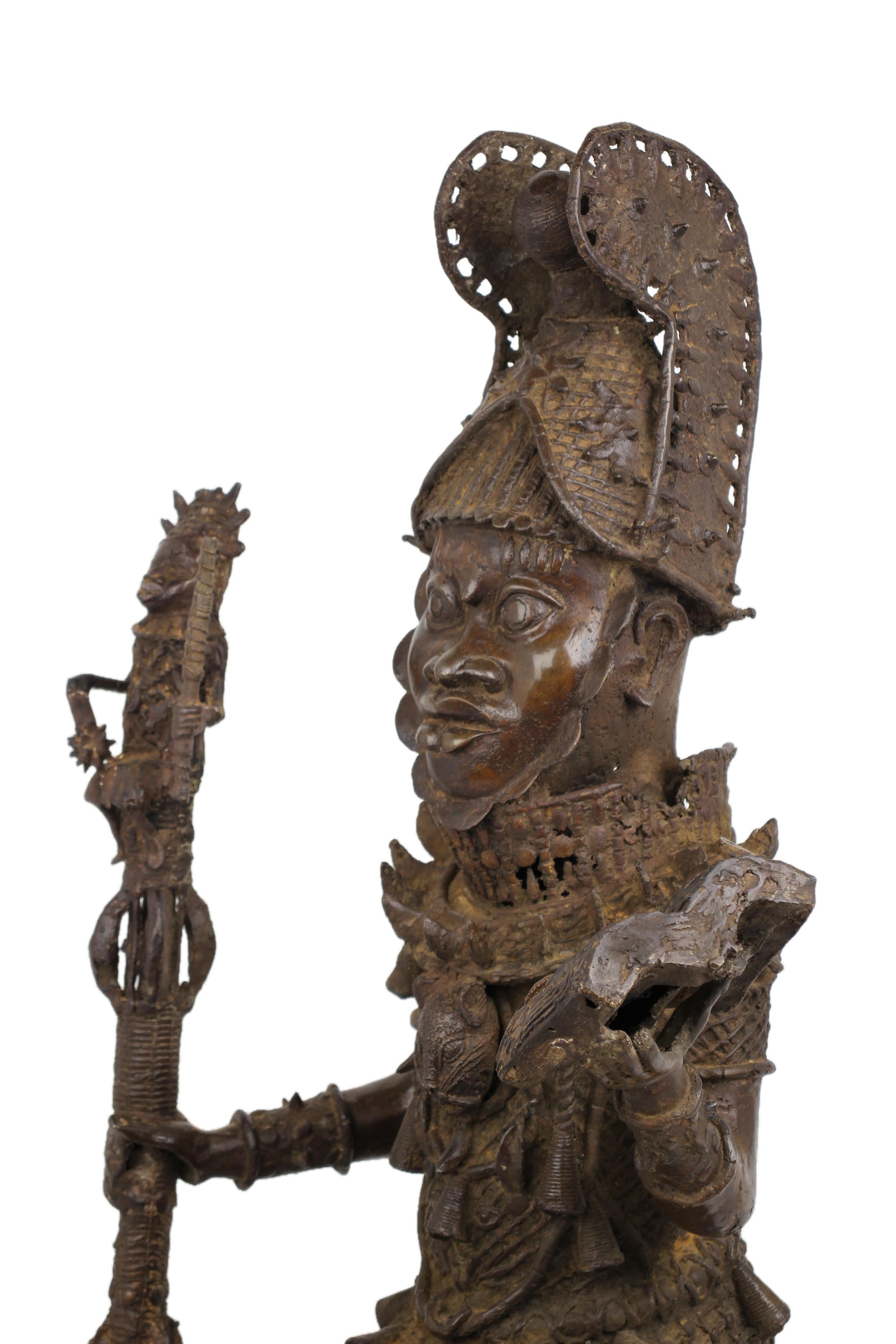 Edo Tribe Benin Bronze Male Statues ~41.3" Tall - New 2025 - West African Artifacts