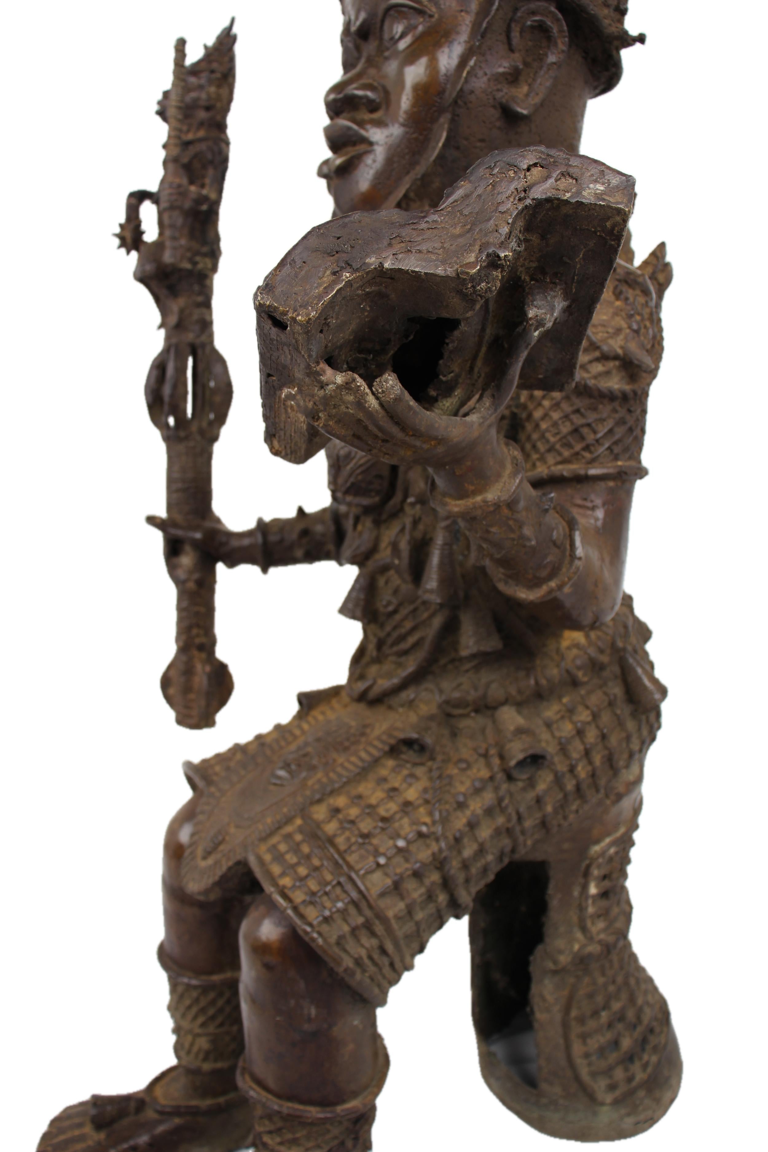 Edo Tribe Benin Bronze Male Statues ~41.3" Tall - New 2025 - West African Artifacts