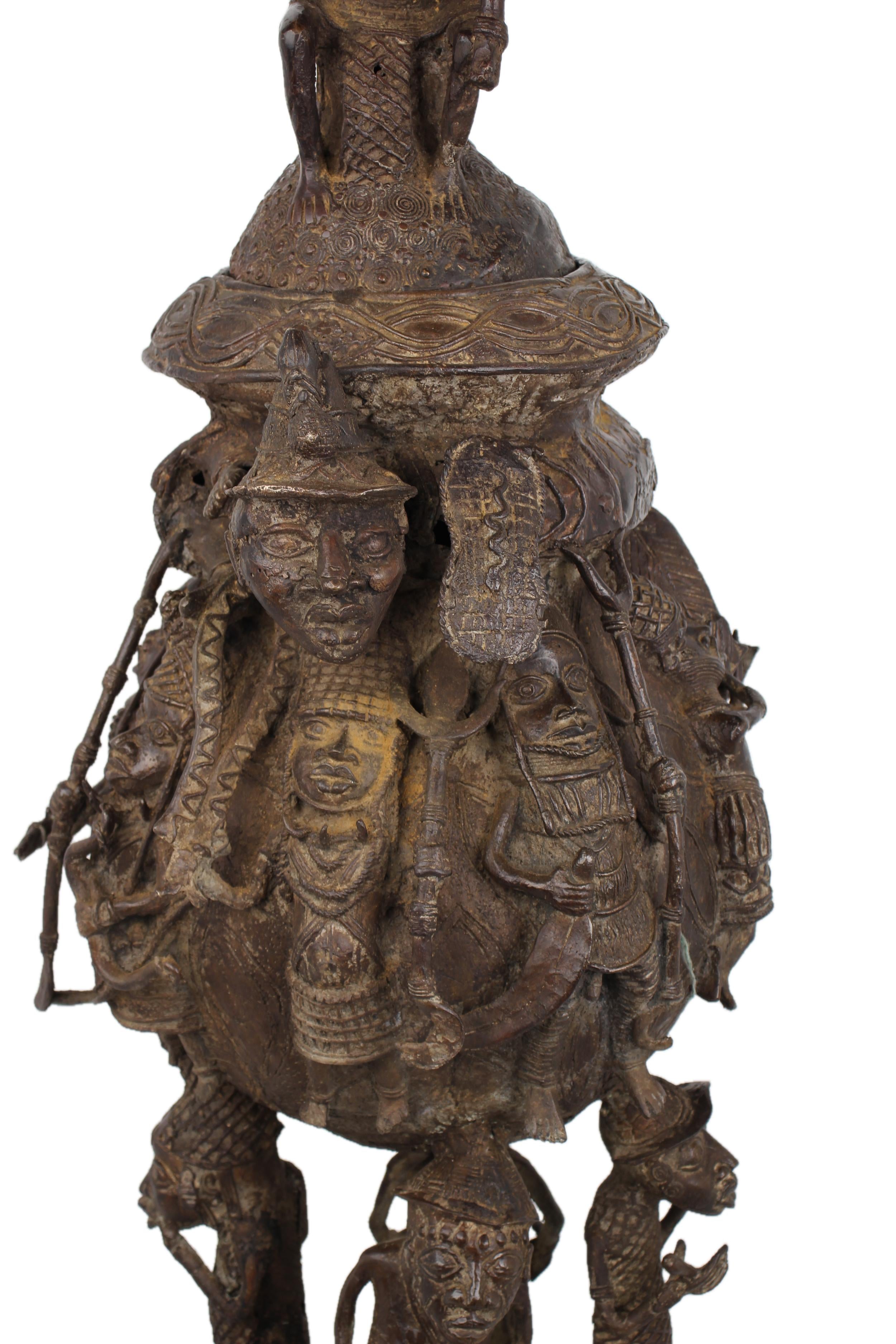 Yoruba Tribe Antique Bronze Pot/Vessel ~61.8" Tall - New 2025 - West African Artifacts