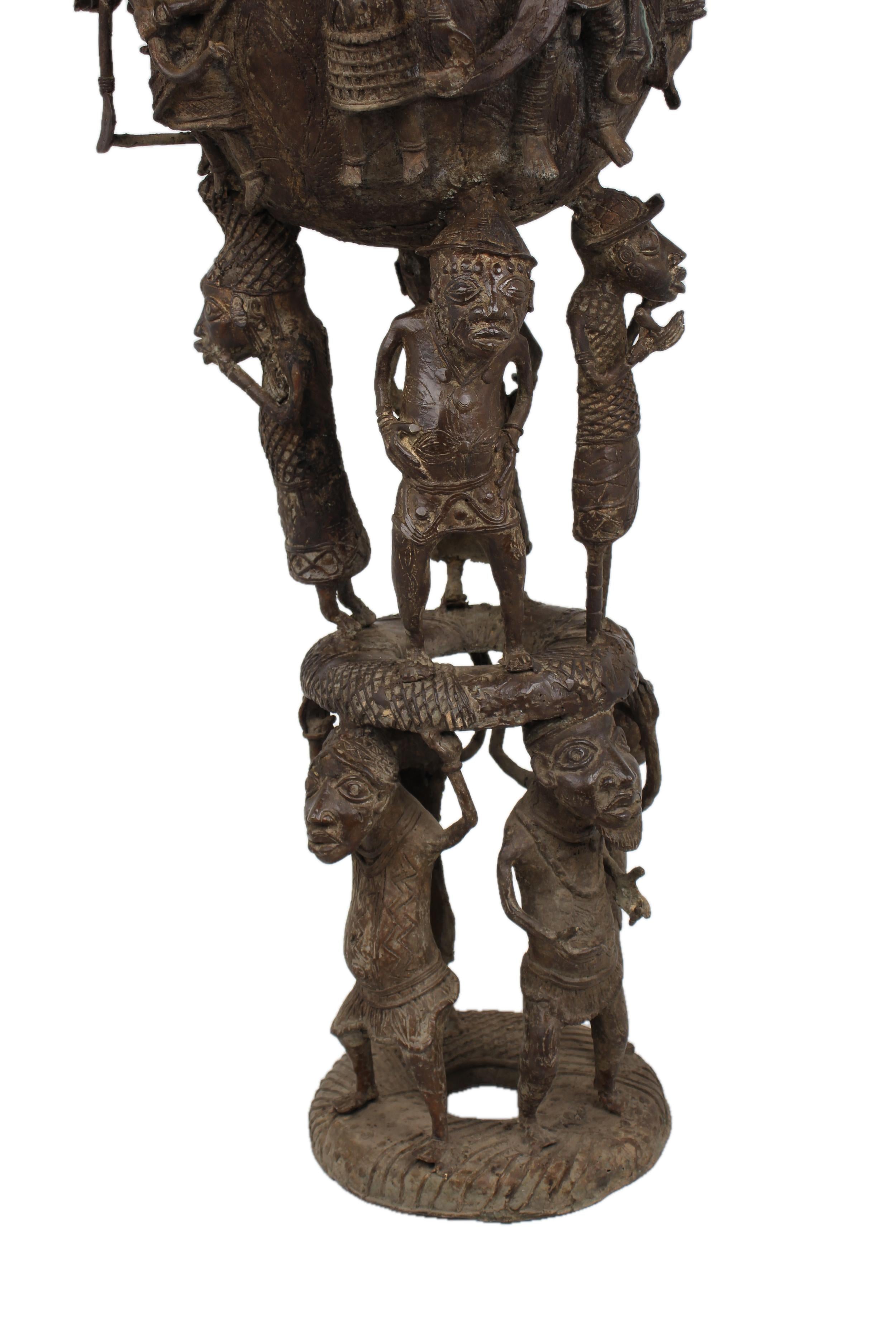 Yoruba Tribe Antique Bronze Pot/Vessel ~61.8" Tall - New 2025 - West African Artifacts