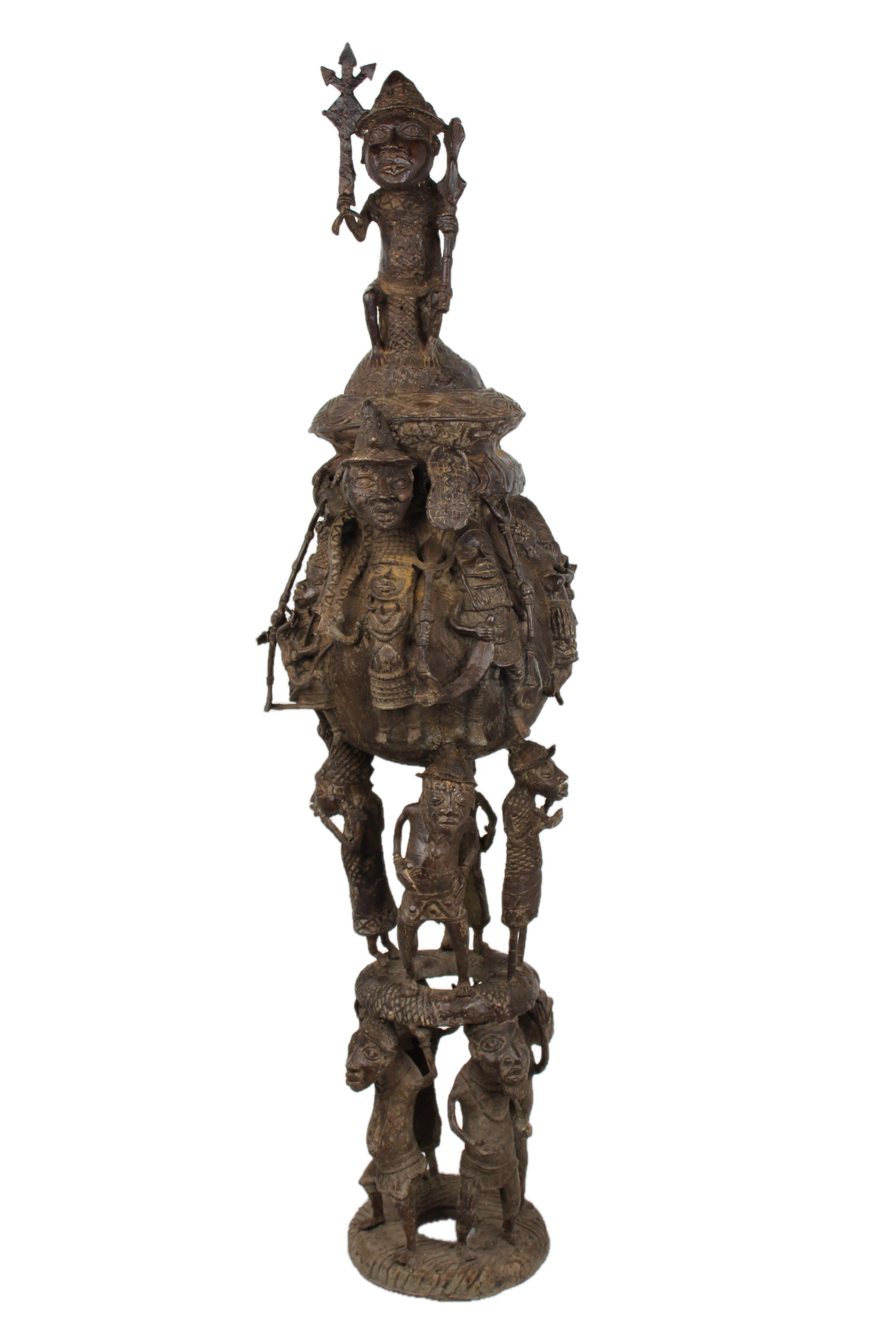 Yoruba Tribe Antique Bronze Pot/Vessel ~61.8" Tall - New 2025 - West African Artifacts