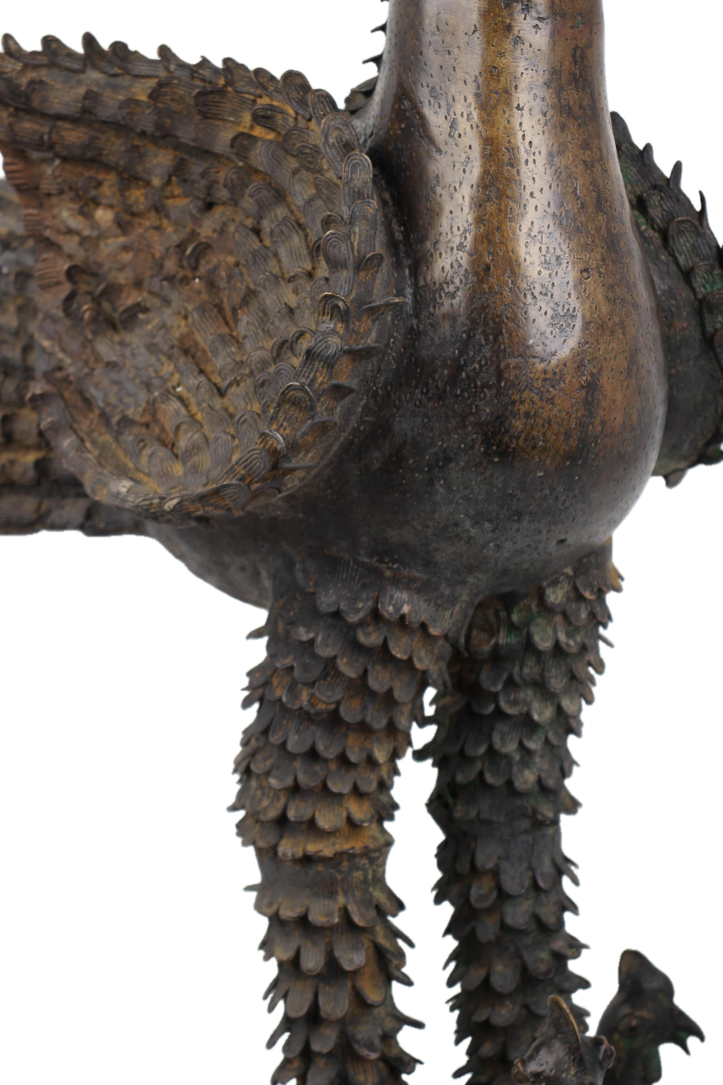 Yoruba Tribe Bronze Chicken ~51.6" Tall - New 2025 - West African Artifacts