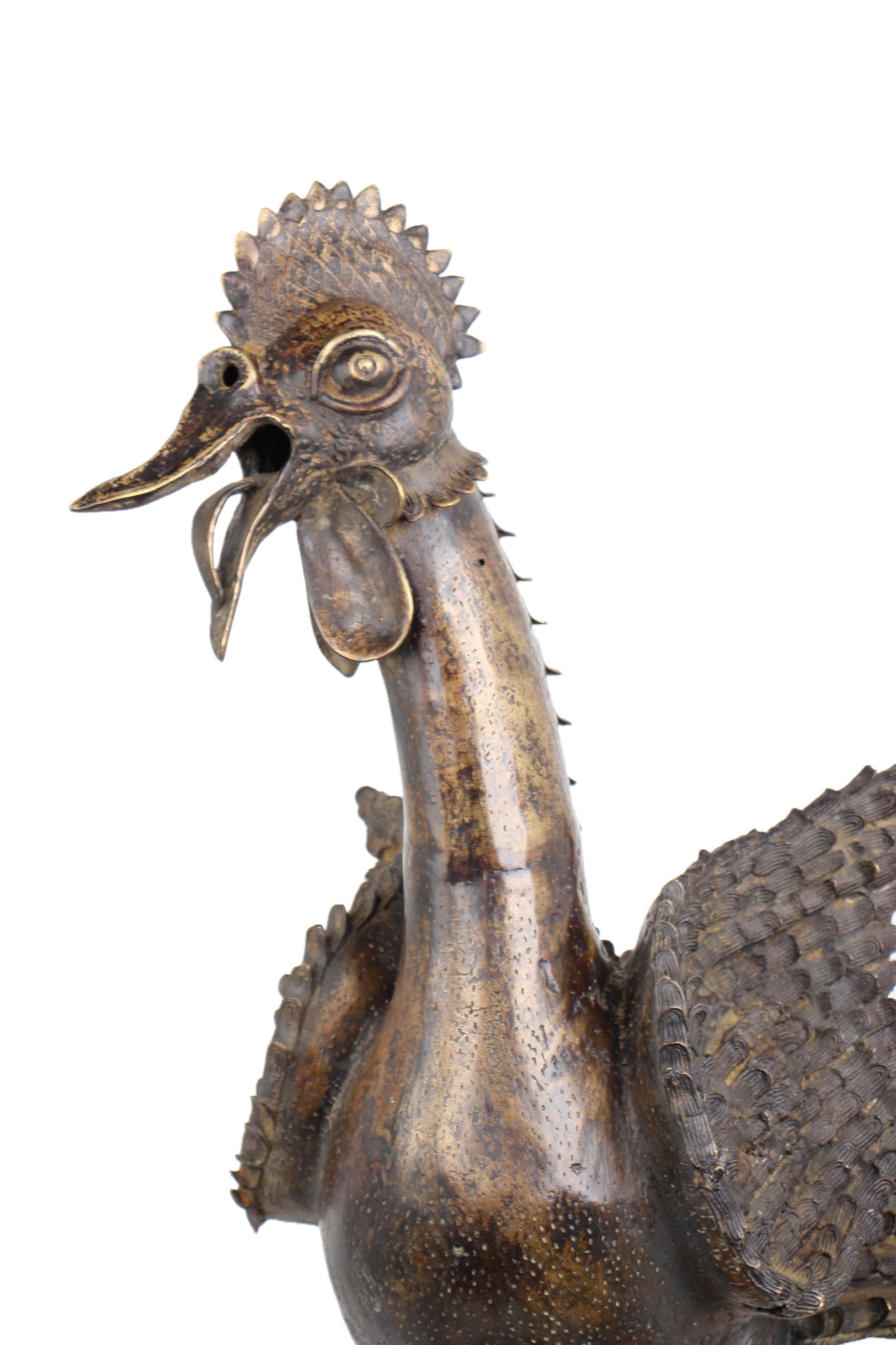 Yoruba Tribe Bronze Chicken ~51.6" Tall - New 2025 - West African Artifacts