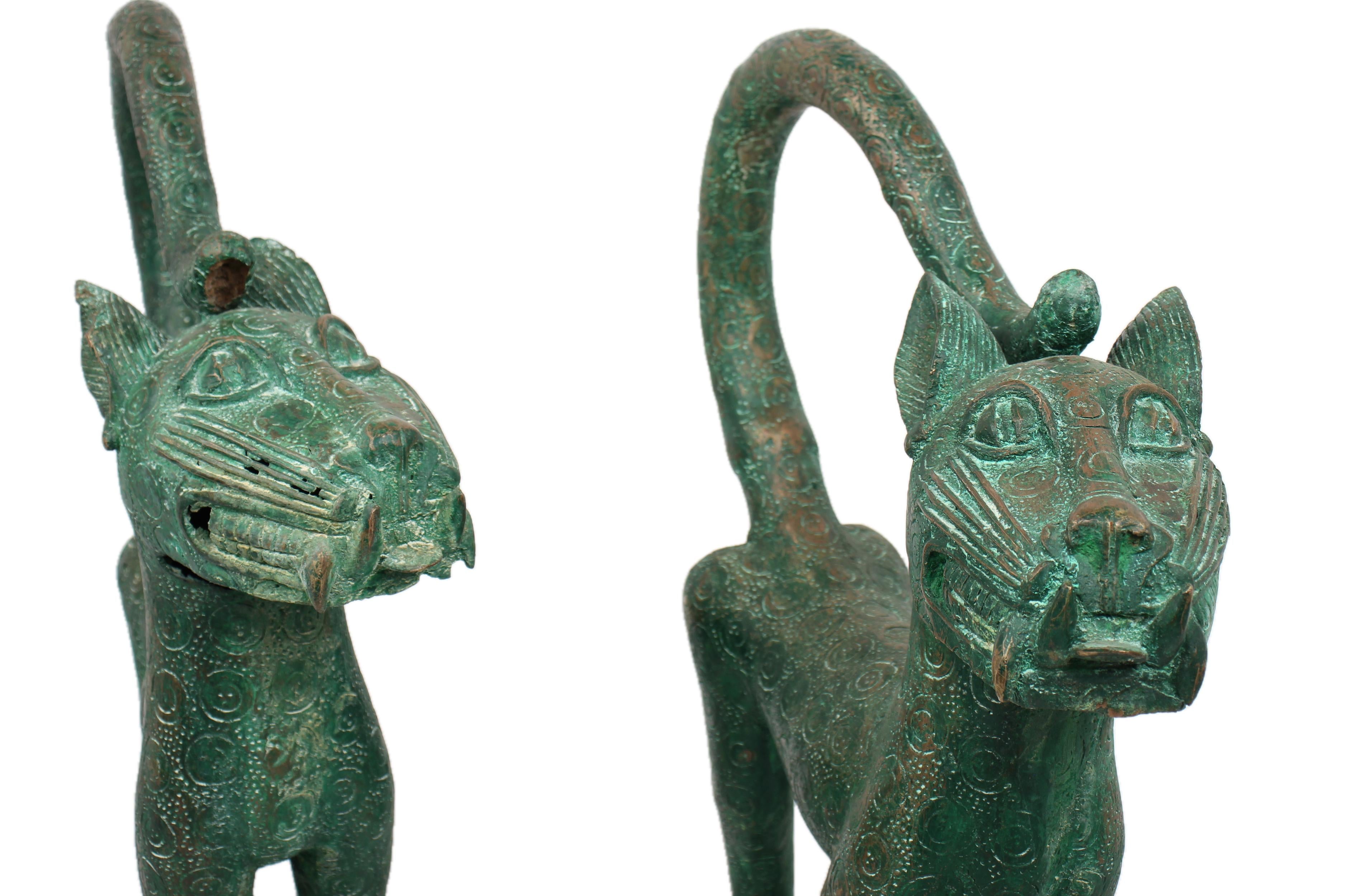 Edo Tribe Benin Bronze Leopard ~15.4" Tall - New 2025 - West African Artifacts