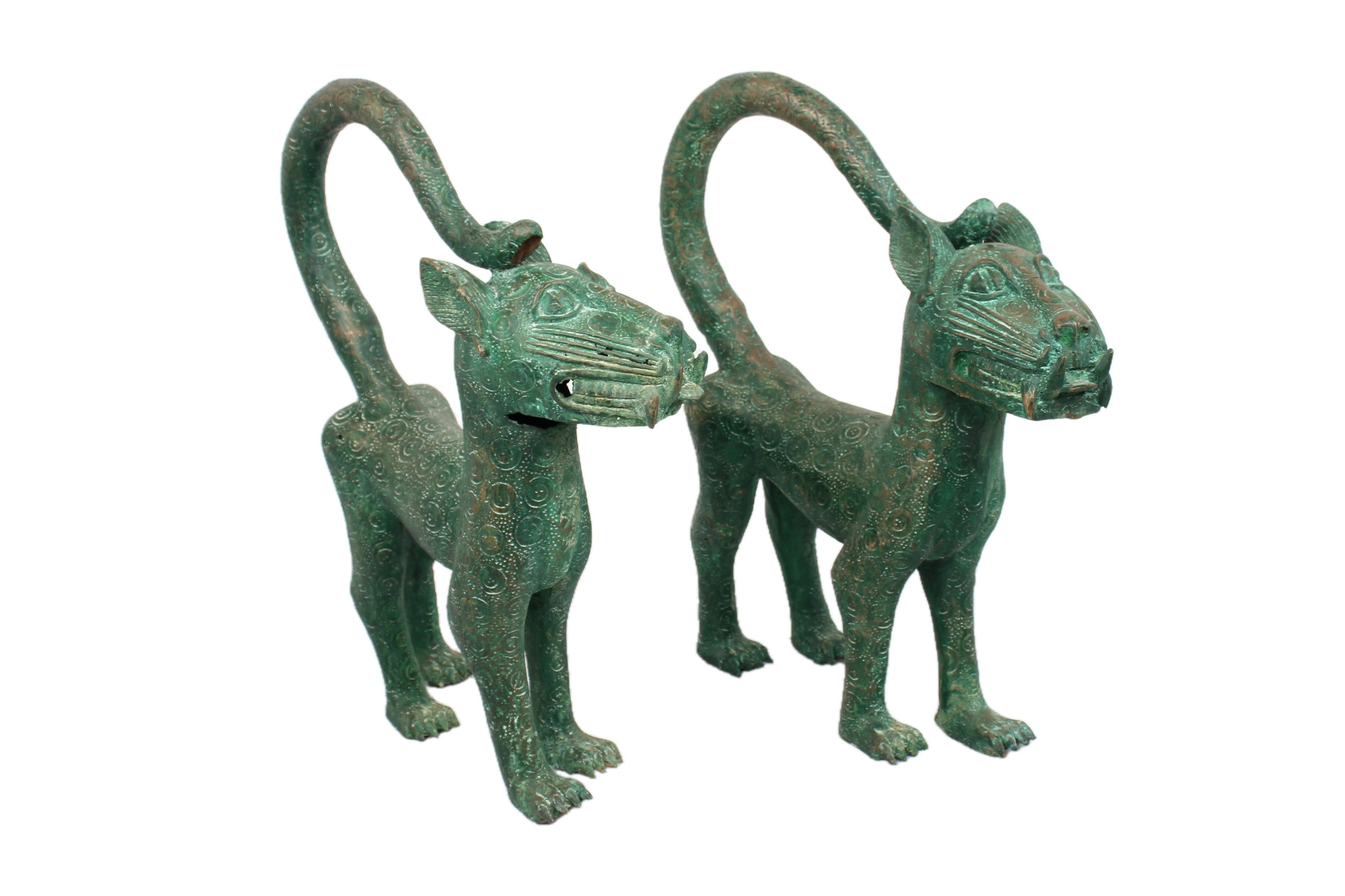 Edo Tribe Benin Bronze Leopard ~15.4" Tall - New 2025 - West African Artifacts