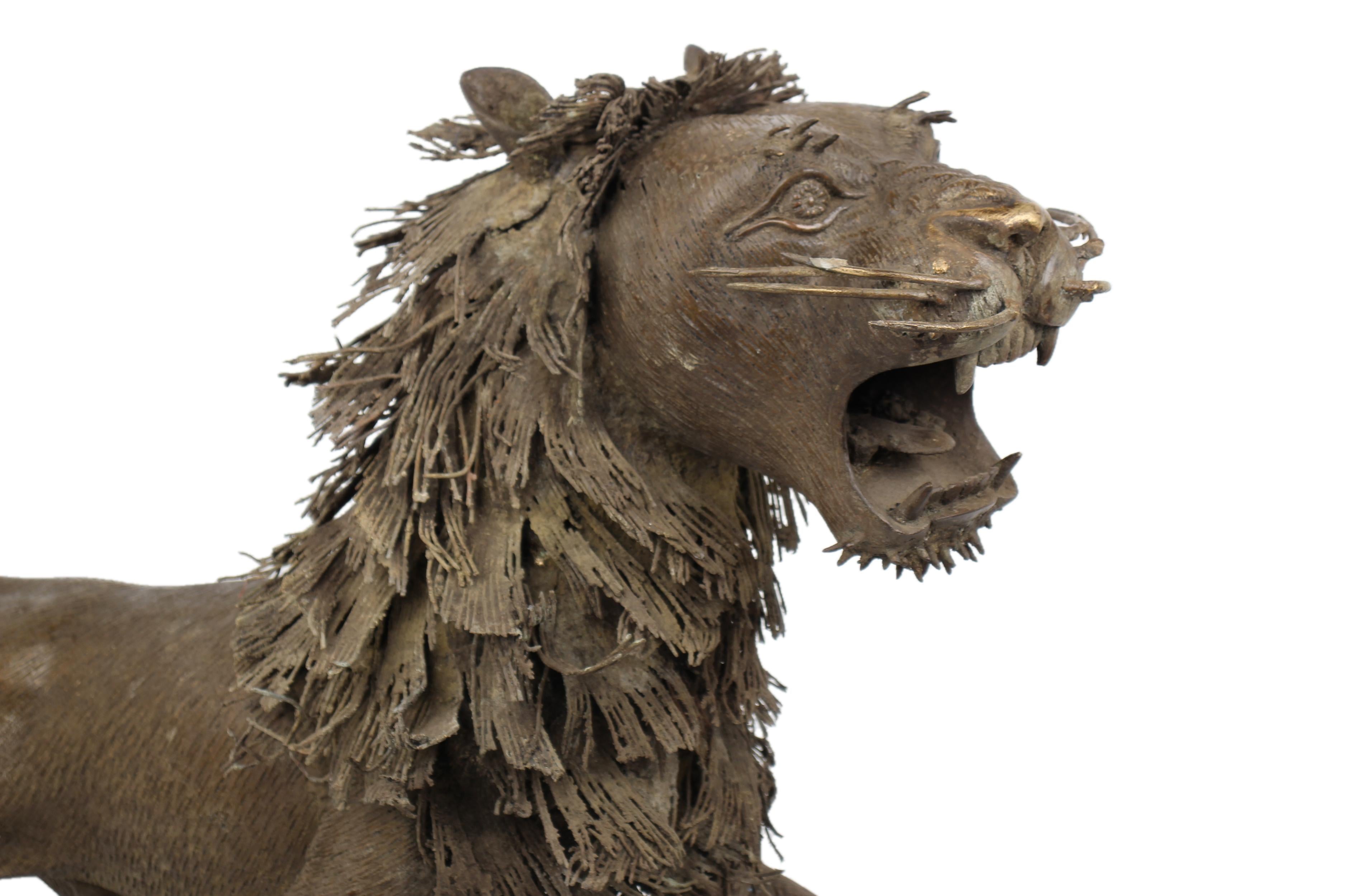 Bamileke Tribe Bronze Lion ~31.5" Tall - New 2025