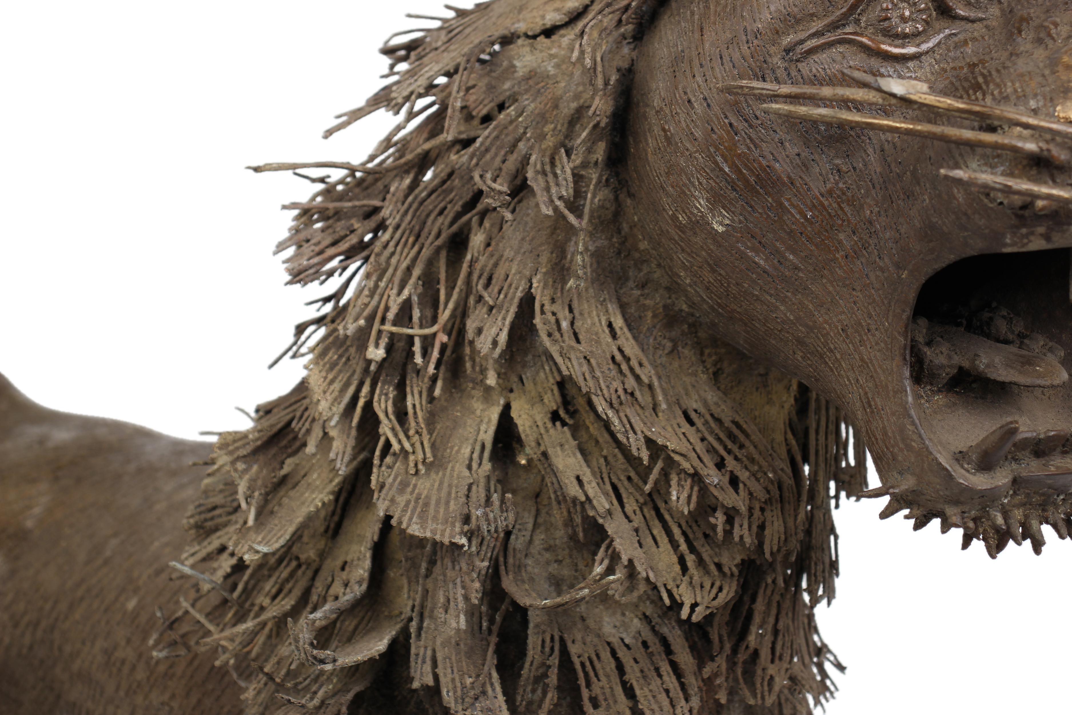 Bamileke Tribe Bronze Lion ~31.5" Tall - New 2025 - West African Artifacts