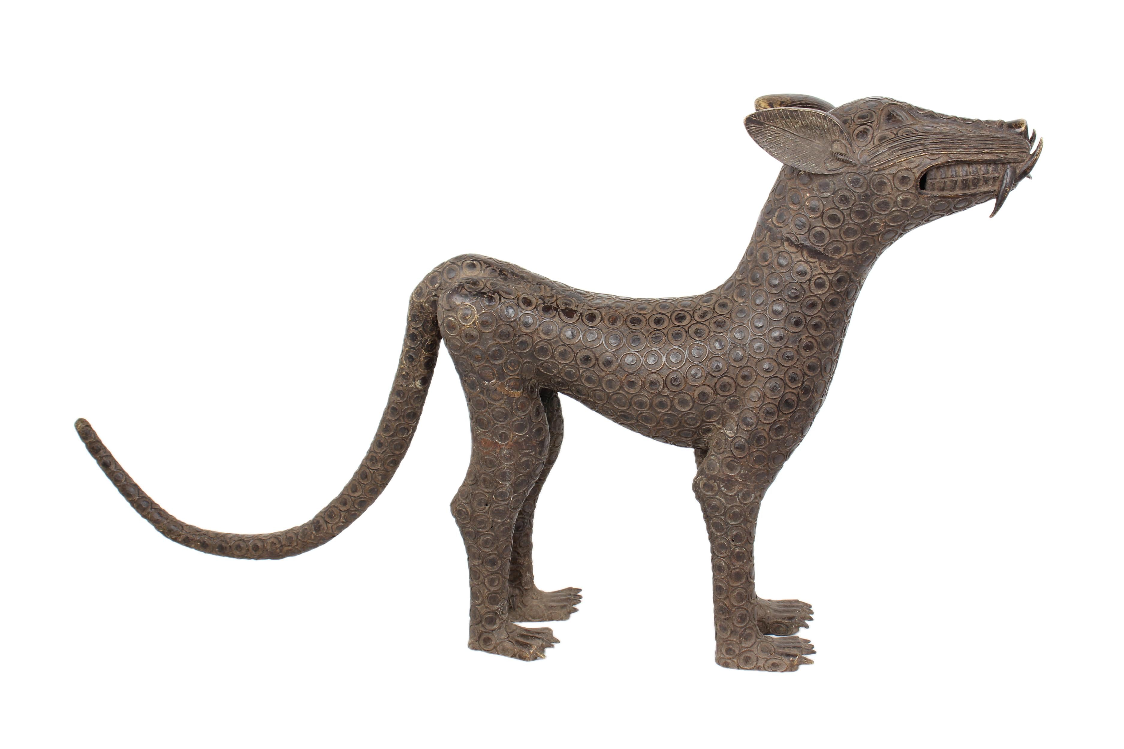 Edo Tribe Benin Bronze Leopard ~29.9" Tall - New 2025 - West African Artifacts