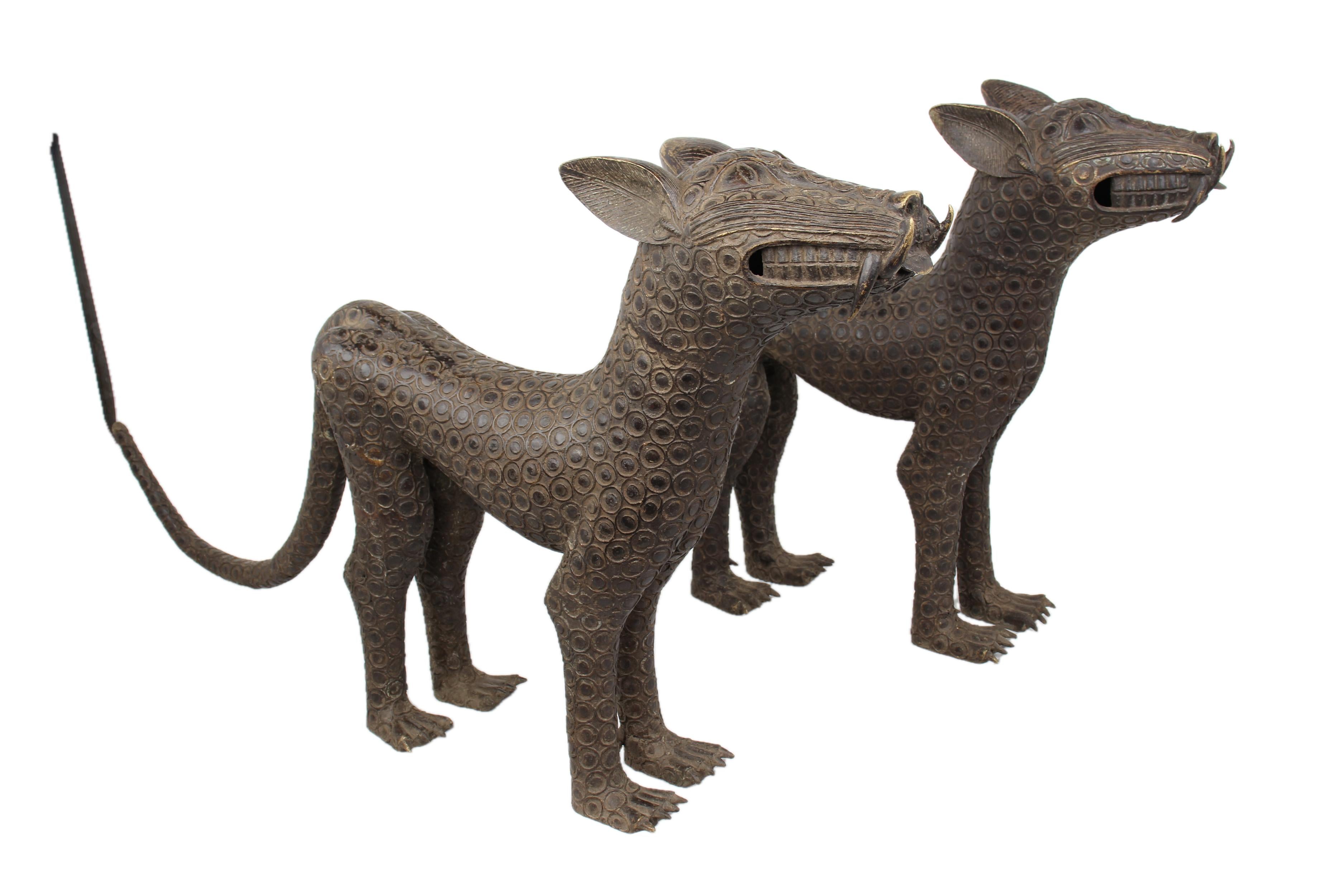 Edo Tribe Benin Bronze Leopard ~29.9" Tall - New 2025 - West African Artifacts