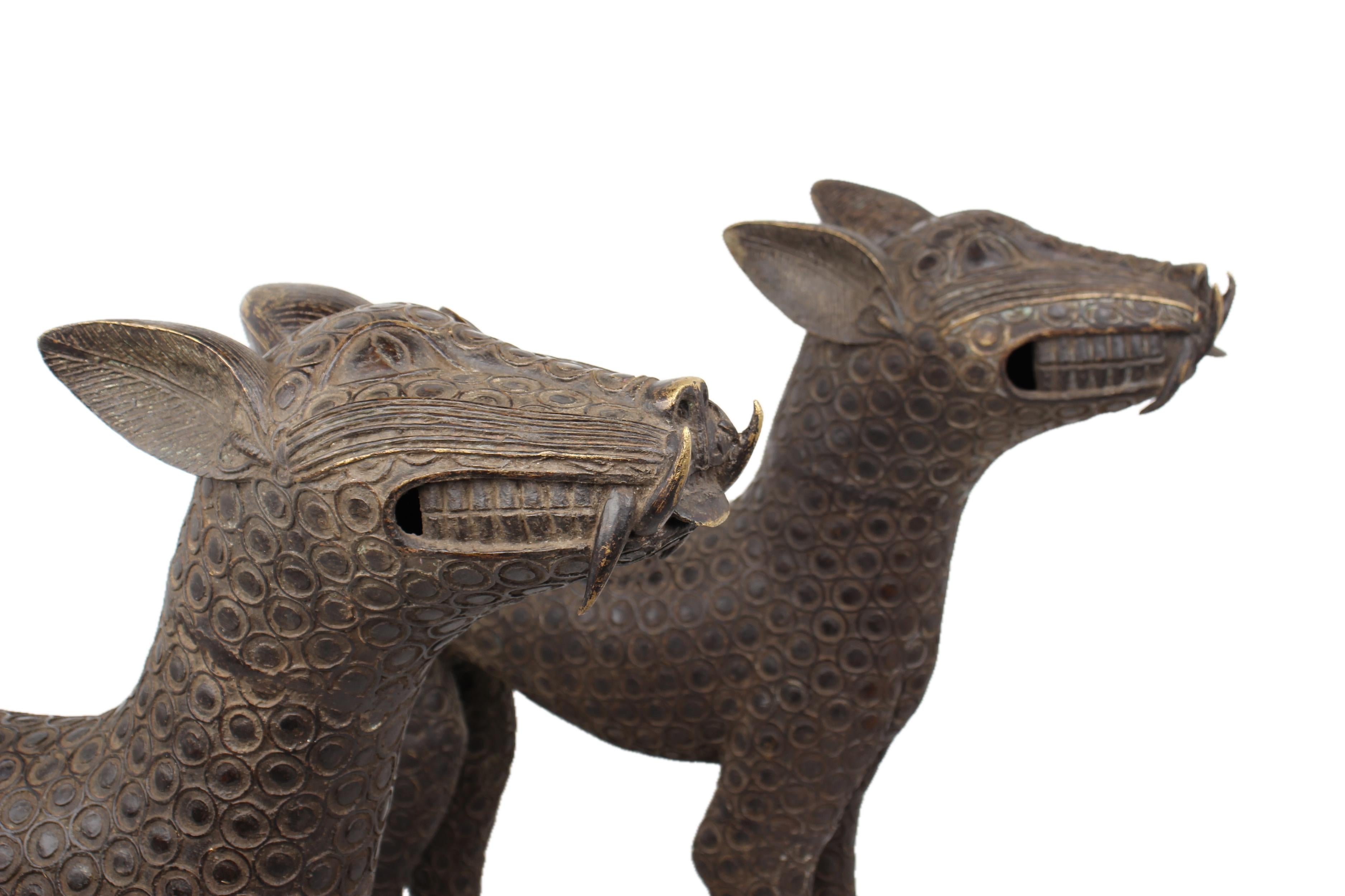 Edo Tribe Benin Bronze Leopard ~29.9" Tall - New 2025 - West African Artifacts