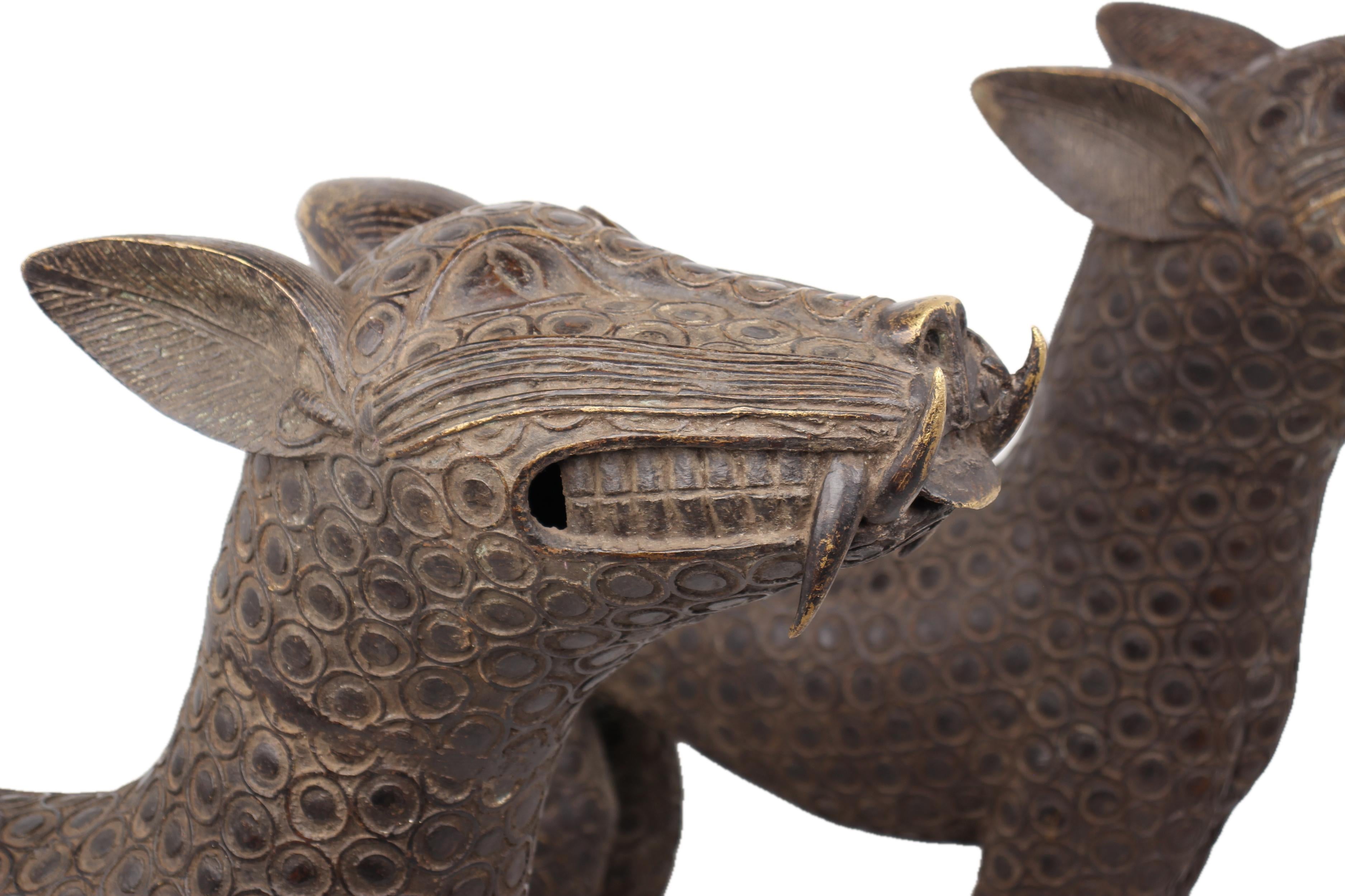 Edo Tribe Benin Bronze Leopard ~29.9" Tall - New 2025 - West African Artifacts