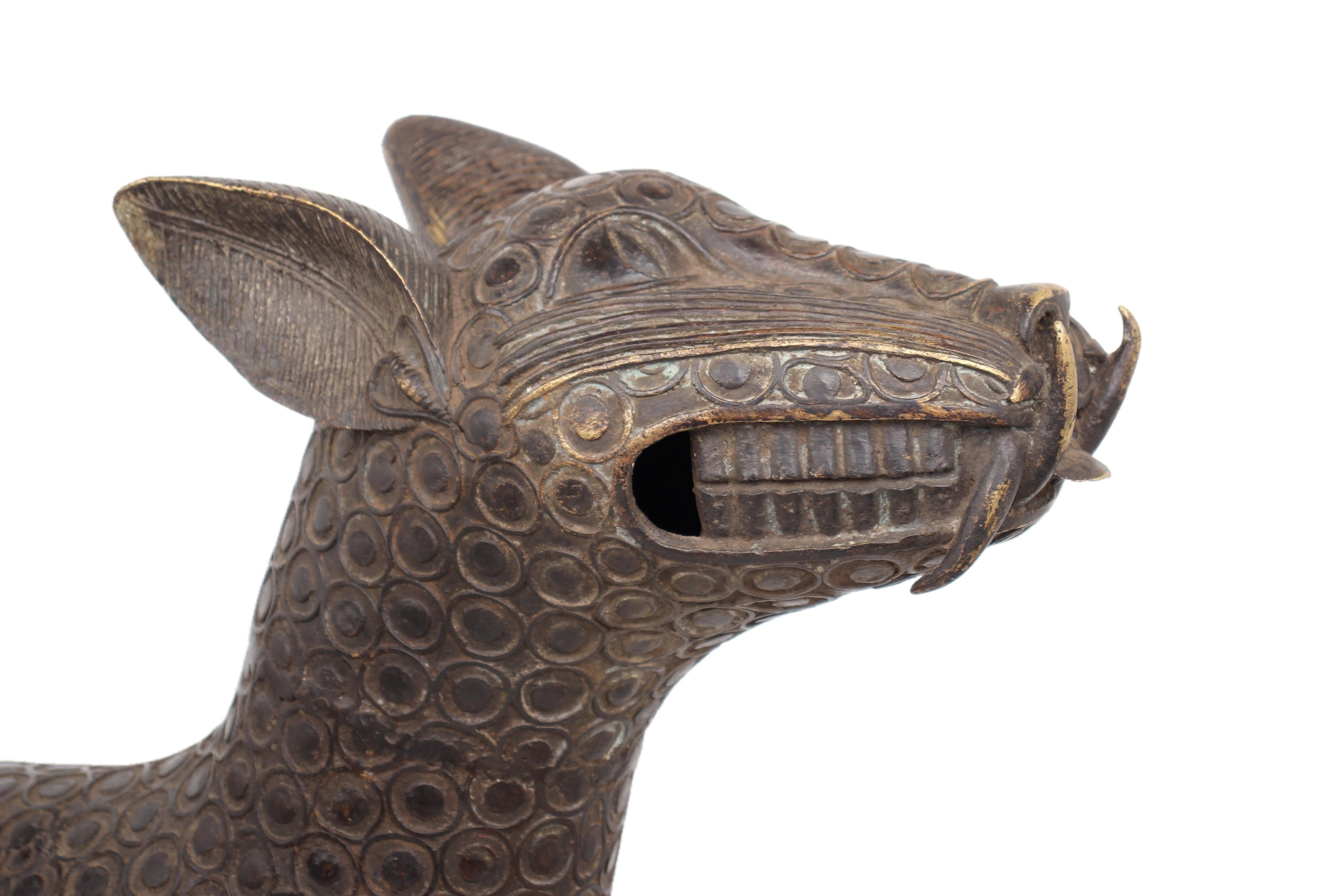 Edo Tribe Benin Bronze Leopard ~29.9" Tall - New 2025 - West African Artifacts