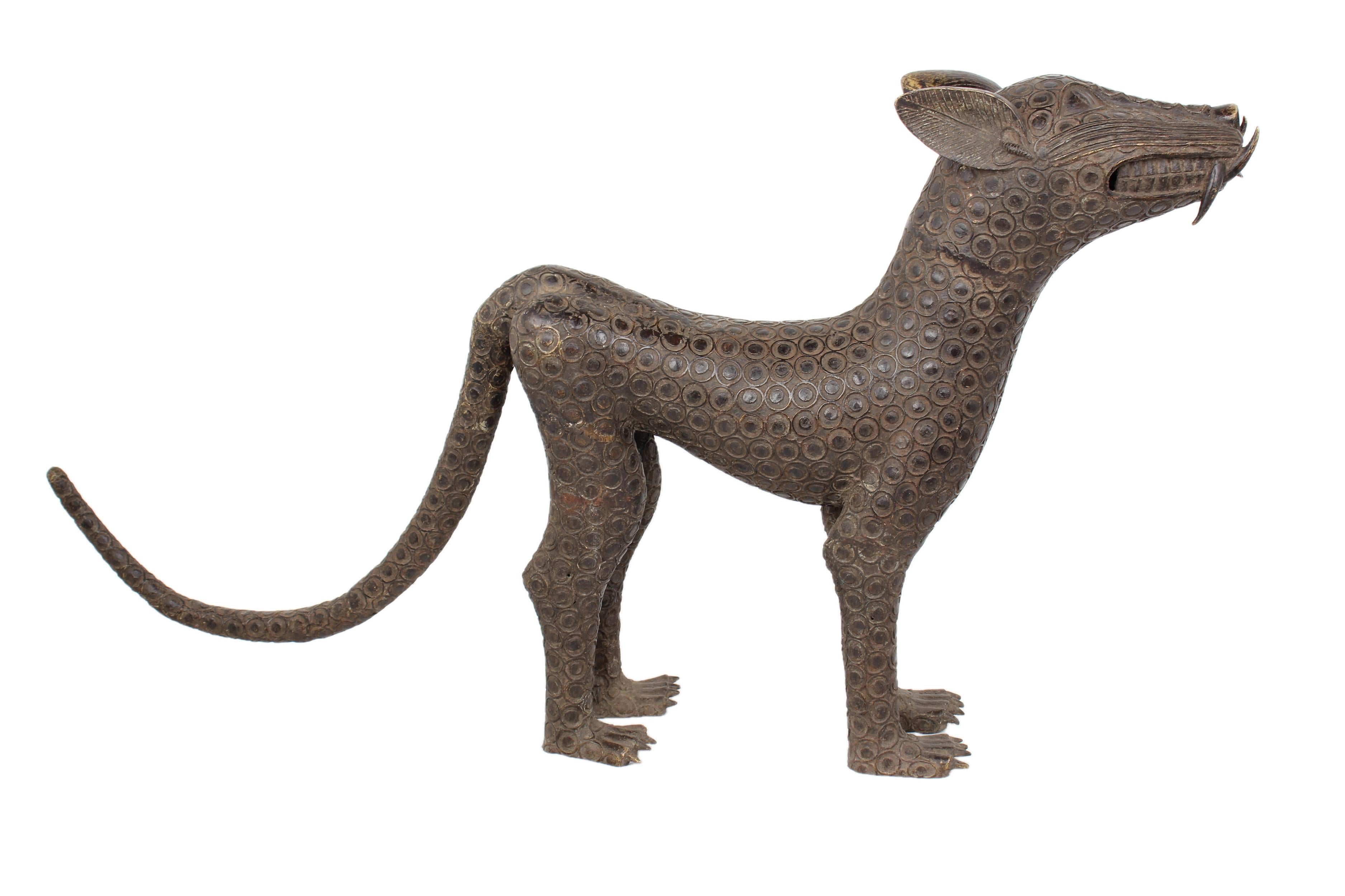 Edo Tribe Benin Bronze Leopard ~29.9" Tall - New 2025 - West African Artifacts