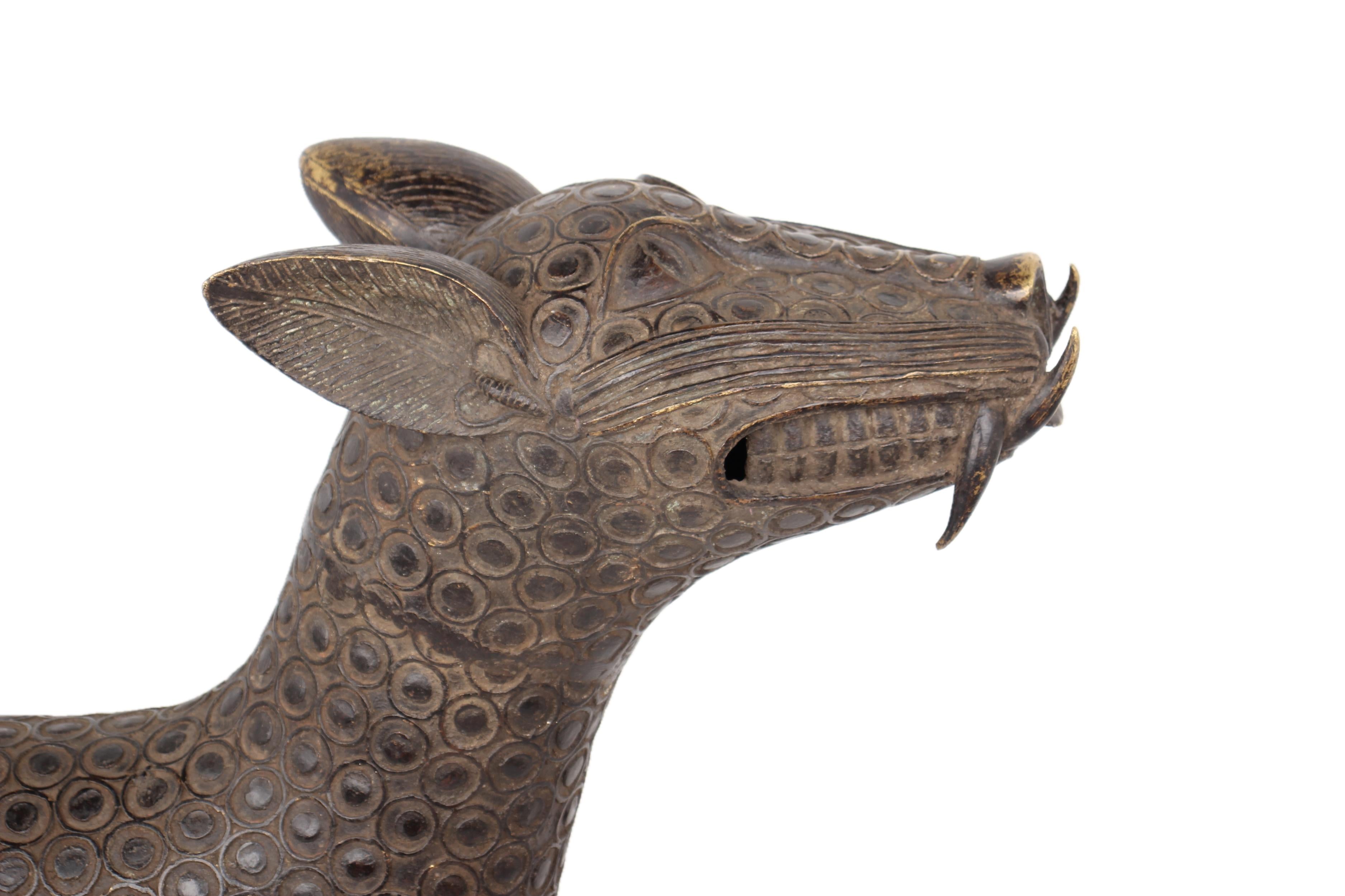 Edo Tribe Benin Bronze Leopard ~29.9" Tall - New 2025 - West African Artifacts