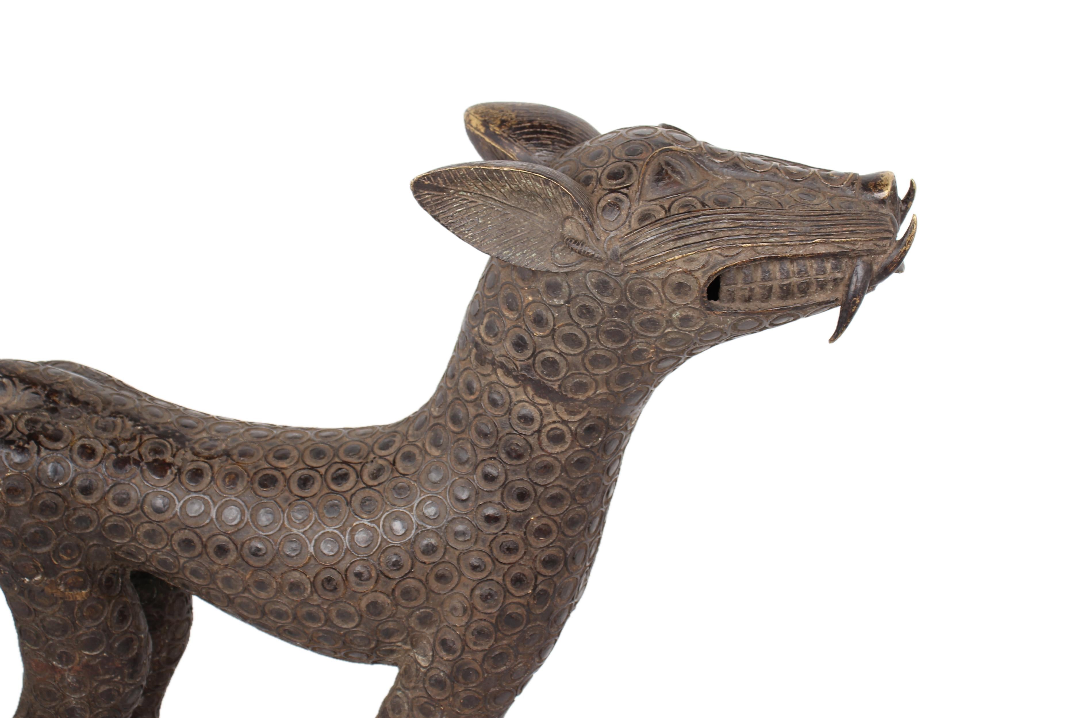 Edo Tribe Benin Bronze Leopard ~29.9" Tall - New 2025 - West African Artifacts