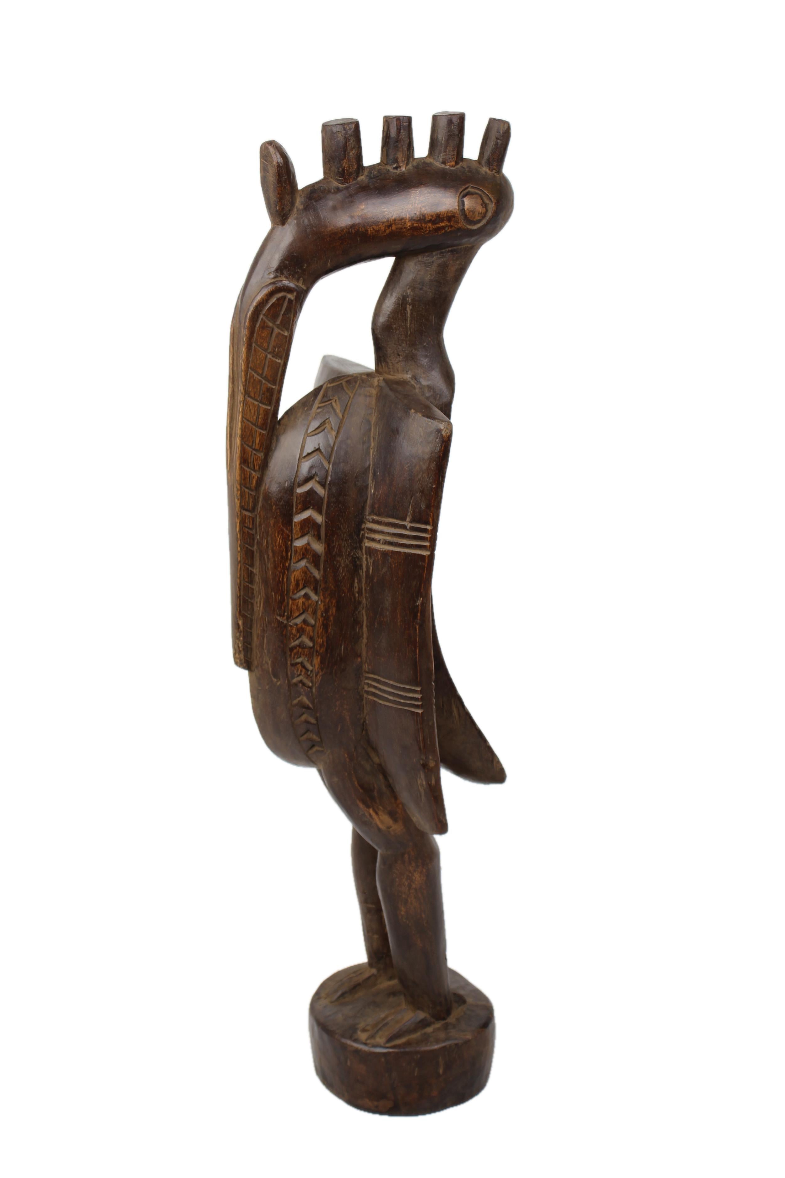 Senufo Tribe Wooden Bird ~28.7" Tall - New 2025 - Beaded Artifacts