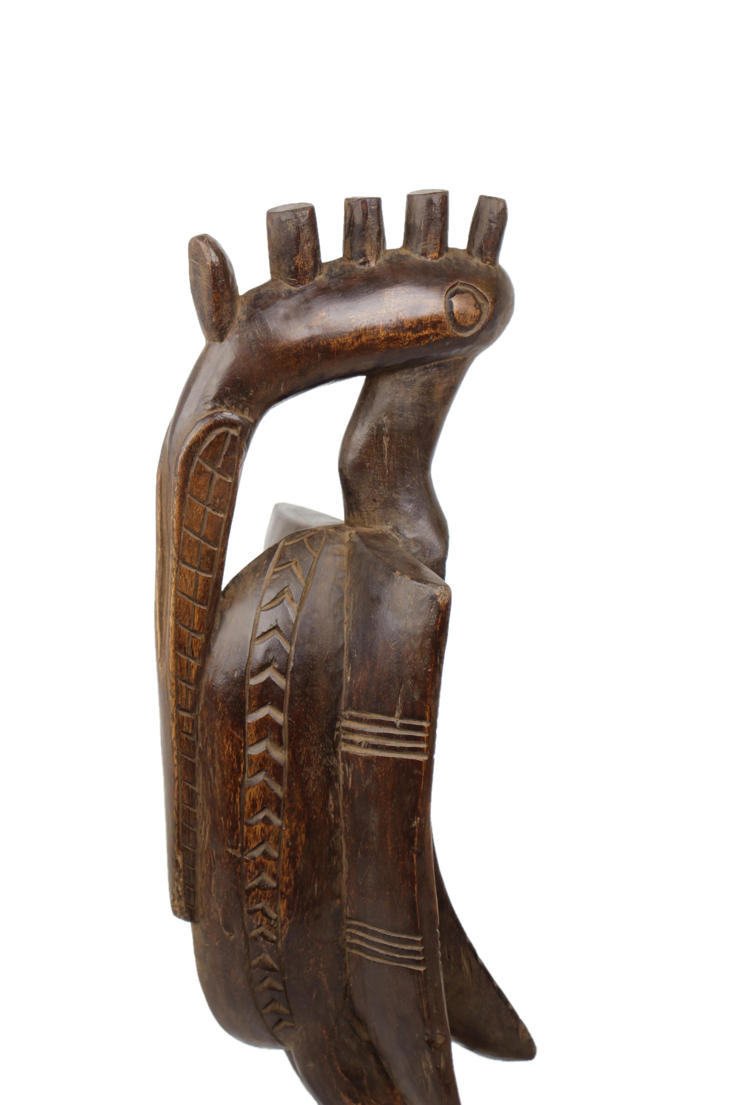 Senufo Tribe Wooden Bird ~28.7" Tall - New 2025 - Beaded Artifacts