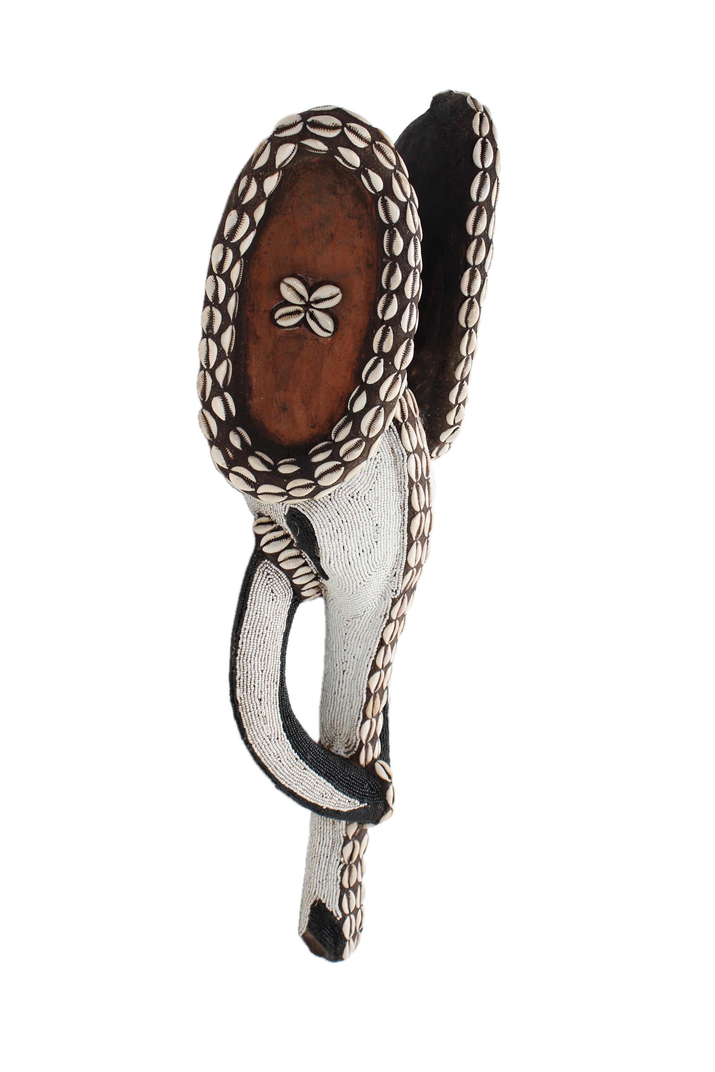 Babanki Tribe Beaded Elephant Mask ~25.6" Tall - New 2025 - Beaded Artifacts