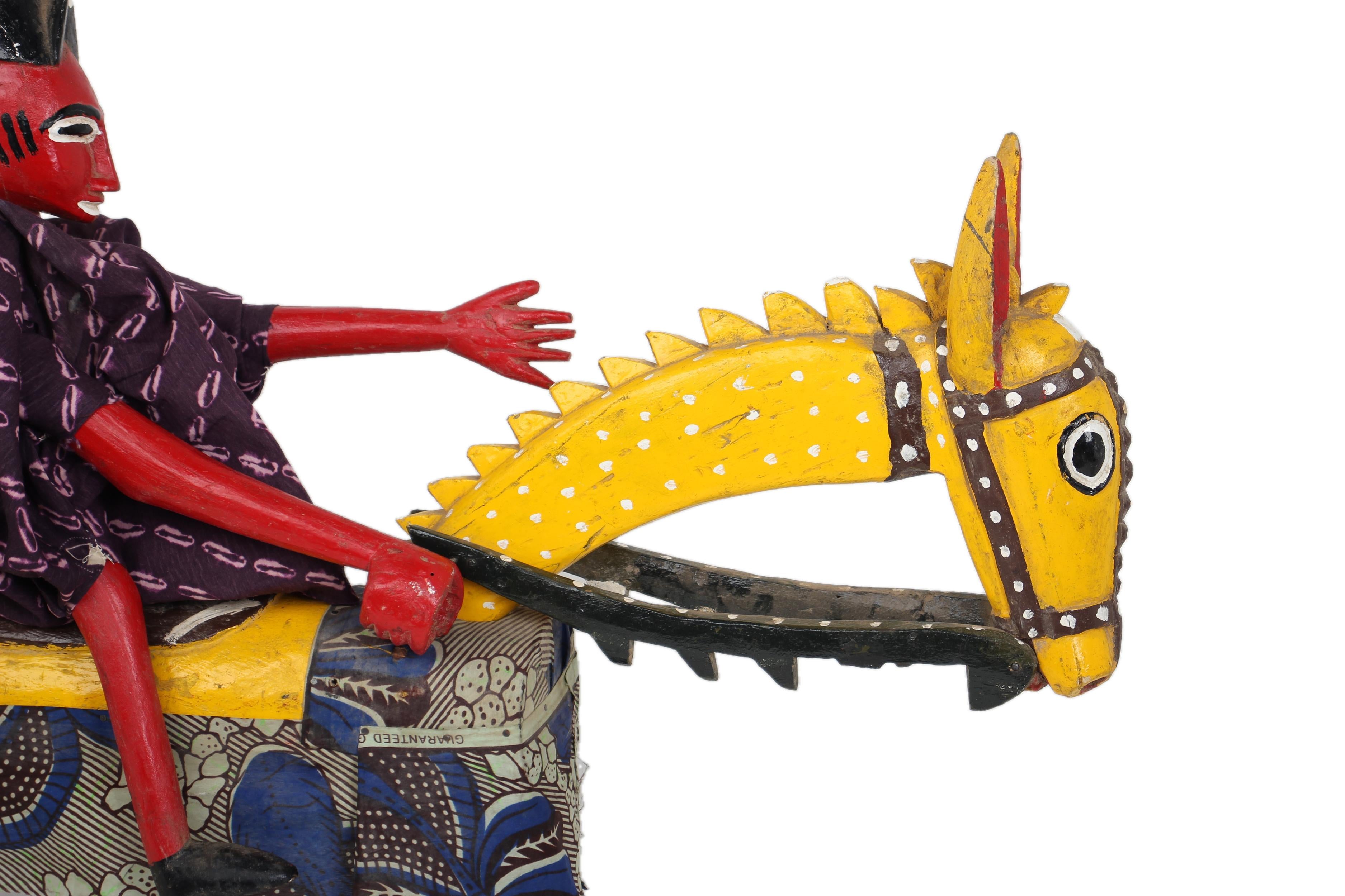 Dogon Tribe Painted Horsemen Sculpture ~34.3" Tall - New 2025 - West African Artifacts