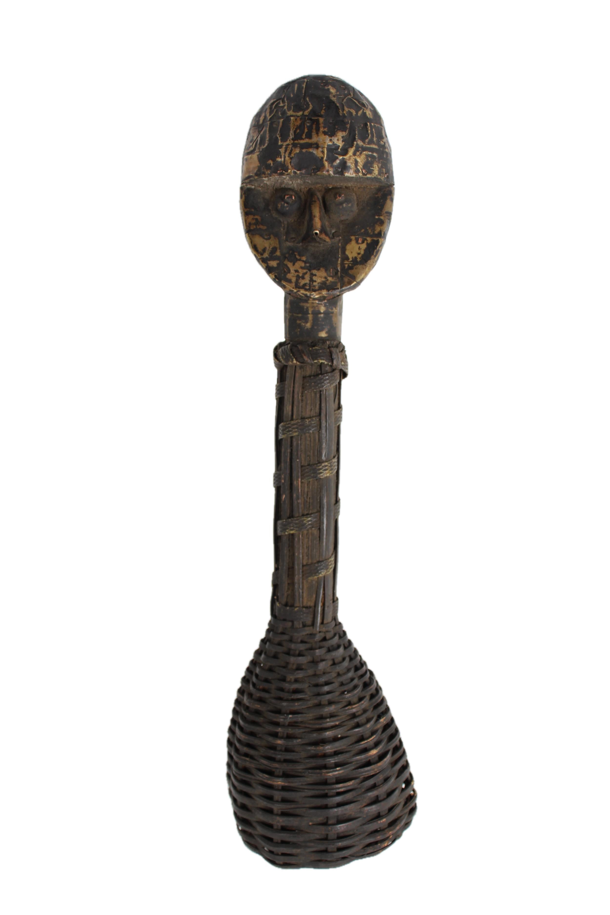 Bamileke Tribe Seed Shakers ~15.4" Tall - New 2025 - Wooden and Basket Artifacts