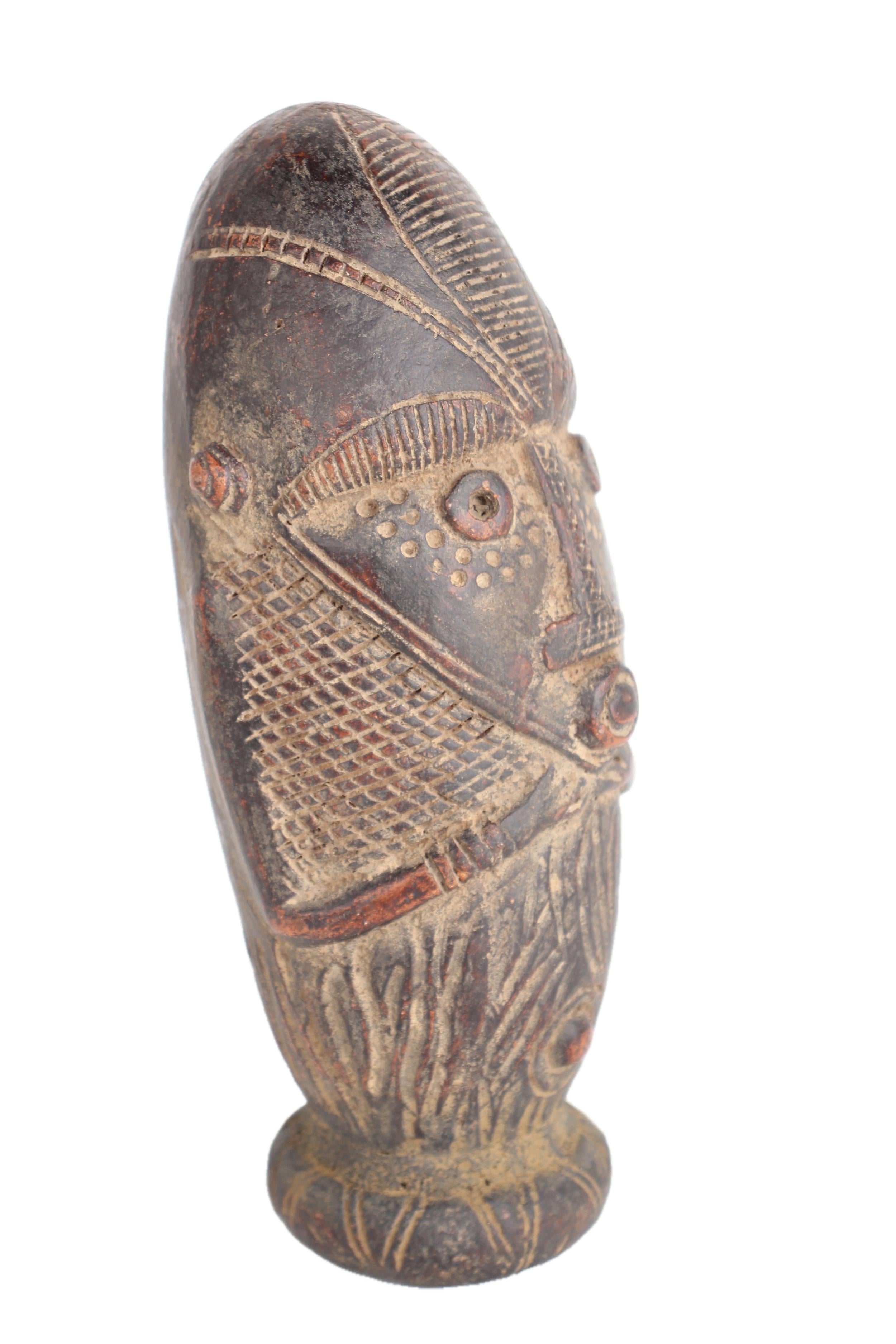 Mangbetu Tribe Terracotta Figures ~8.7" Tall - New 2025 - West African Artifacts