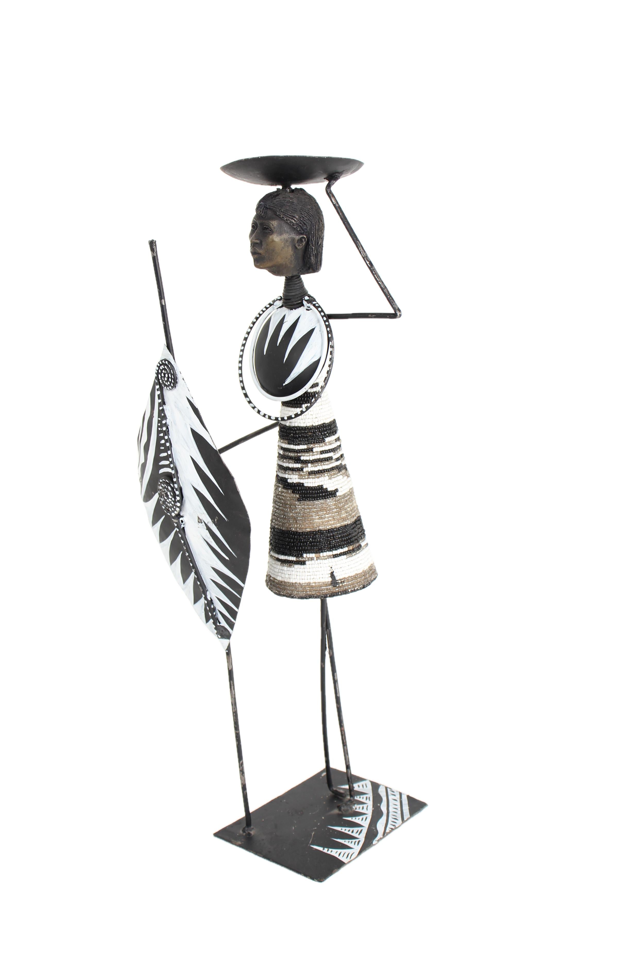 Maasai Tribe Metal Candle Holders ~18.1" Tall - New 2025