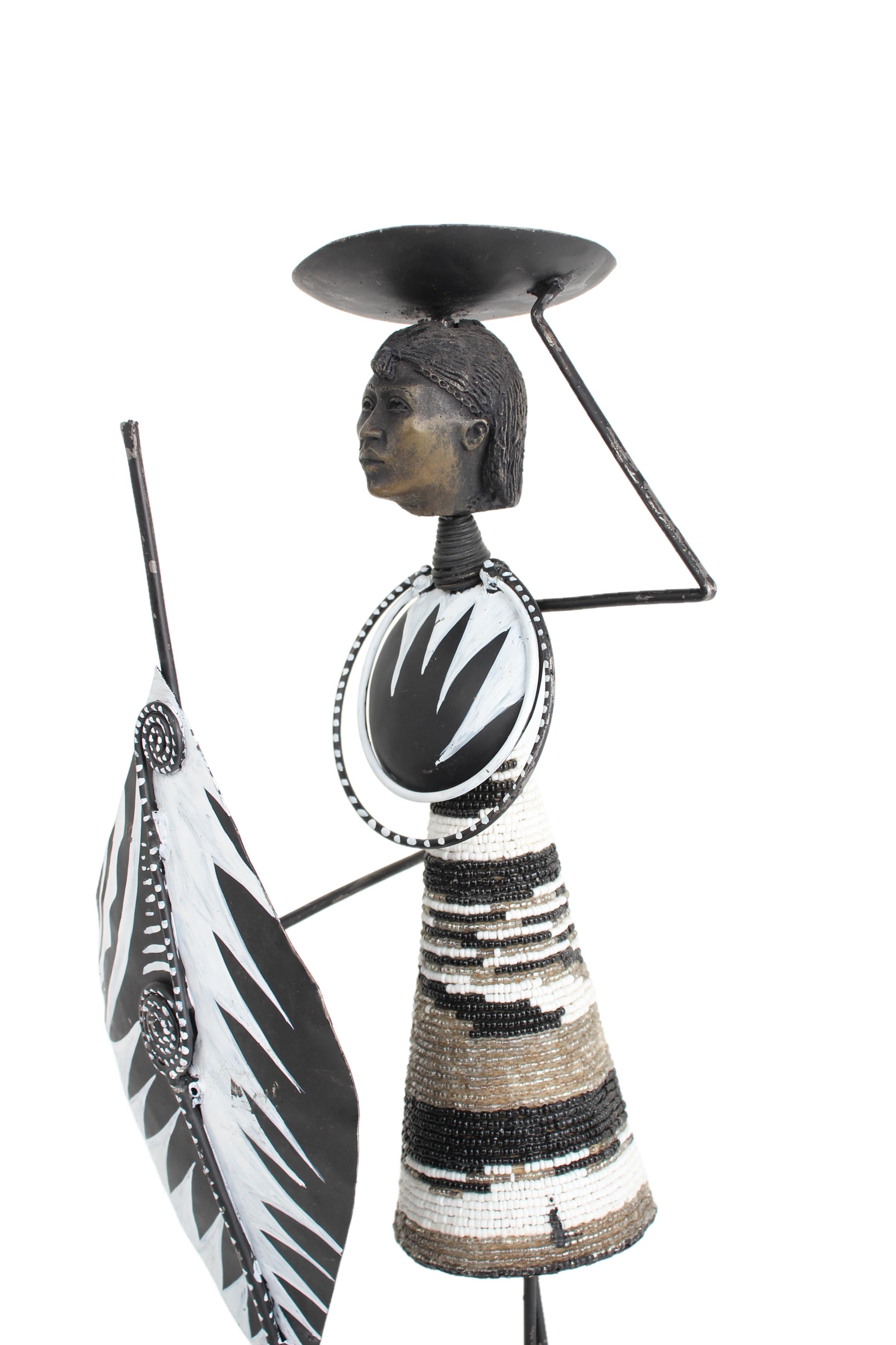 Maasai Tribe Metal Candle Holders ~18.1" Tall - New 2025