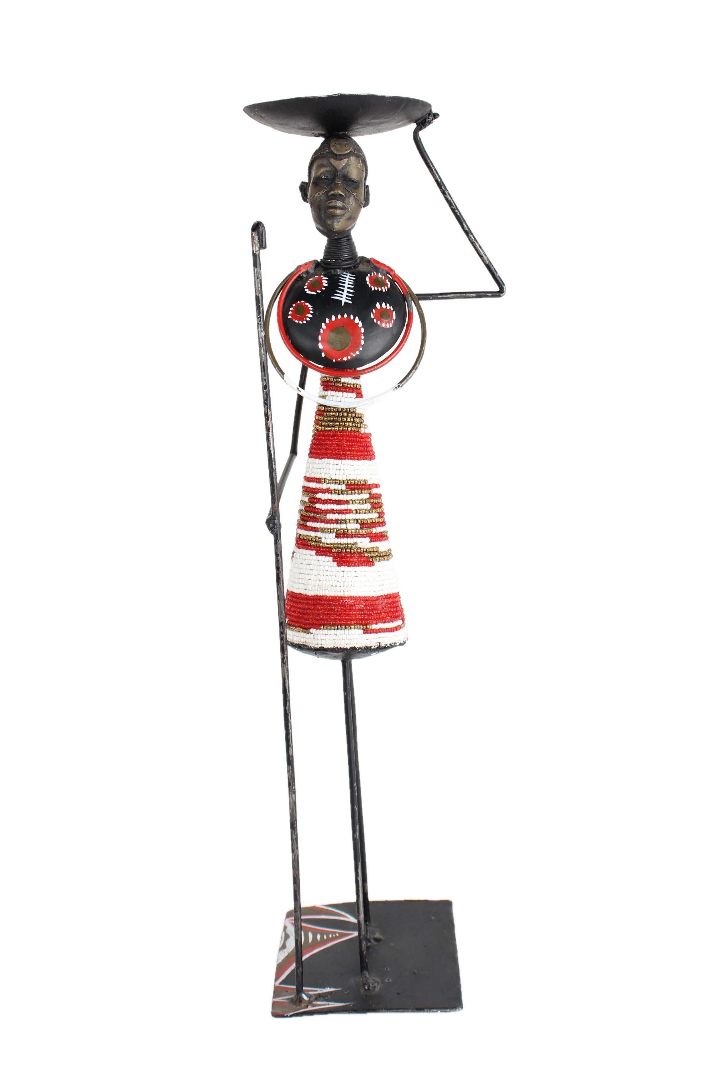 Maasai Tribe Metal Candle Holders ~18.1" Tall - New 2025