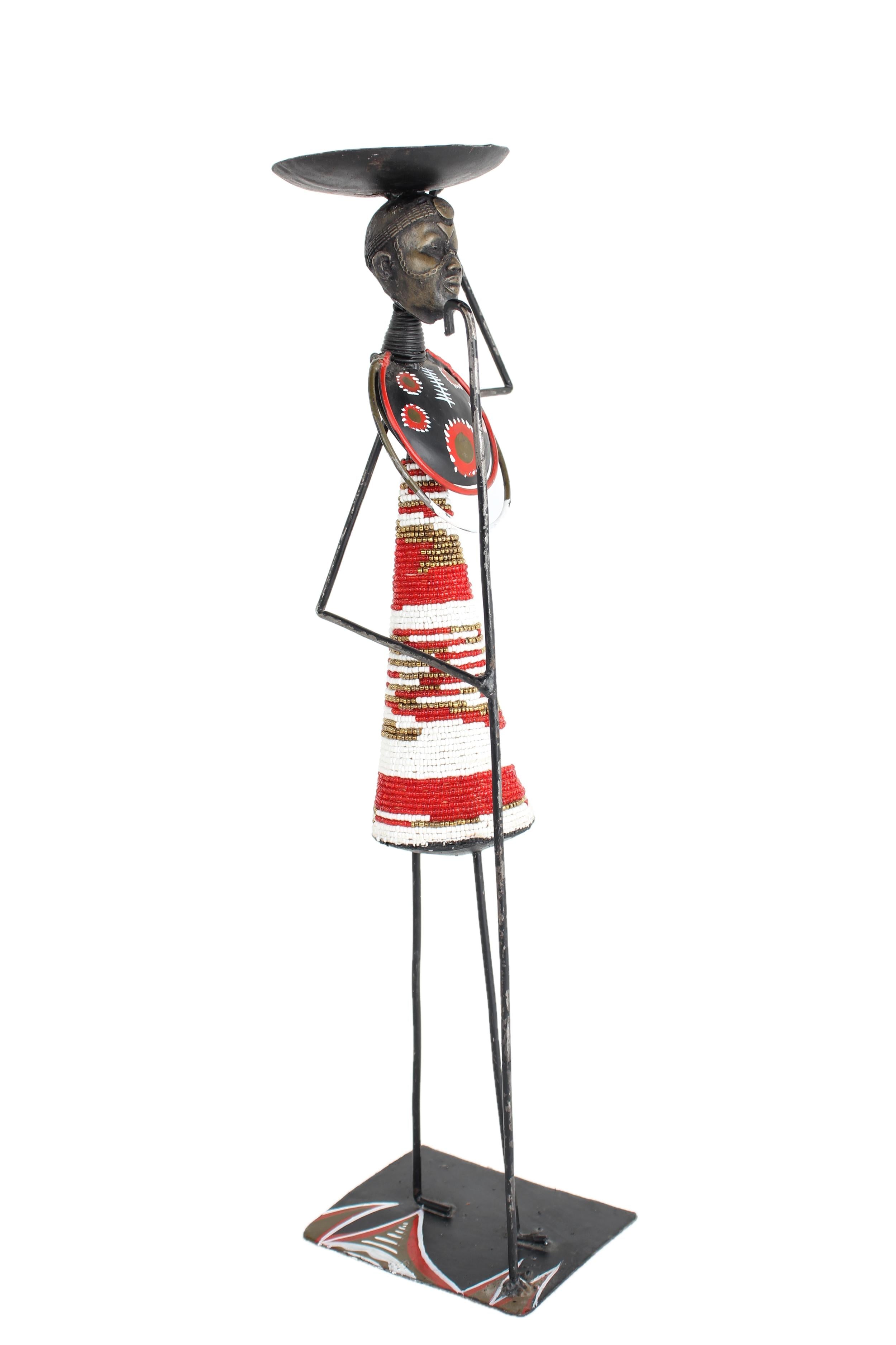 Maasai Tribe Metal Candle Holders ~18.1" Tall - New 2025 - West African Artifacts