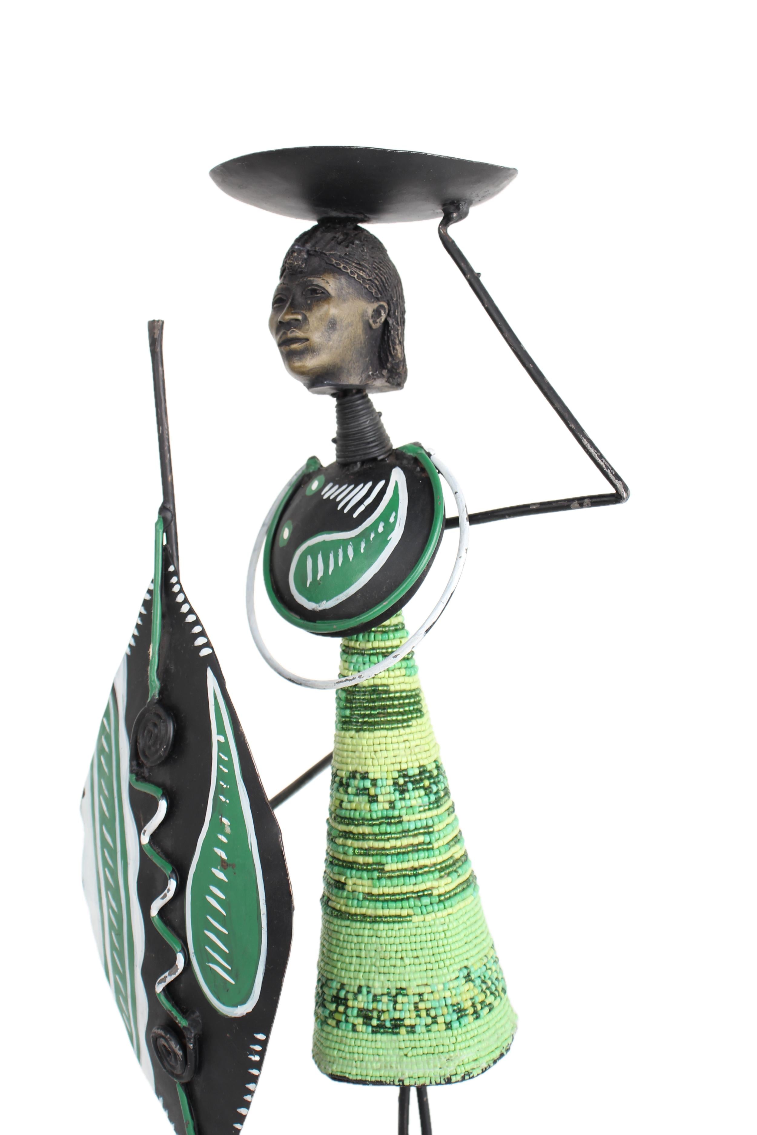 Maasai Tribe Metal Candle Holders ~18.1" Tall - New 2025