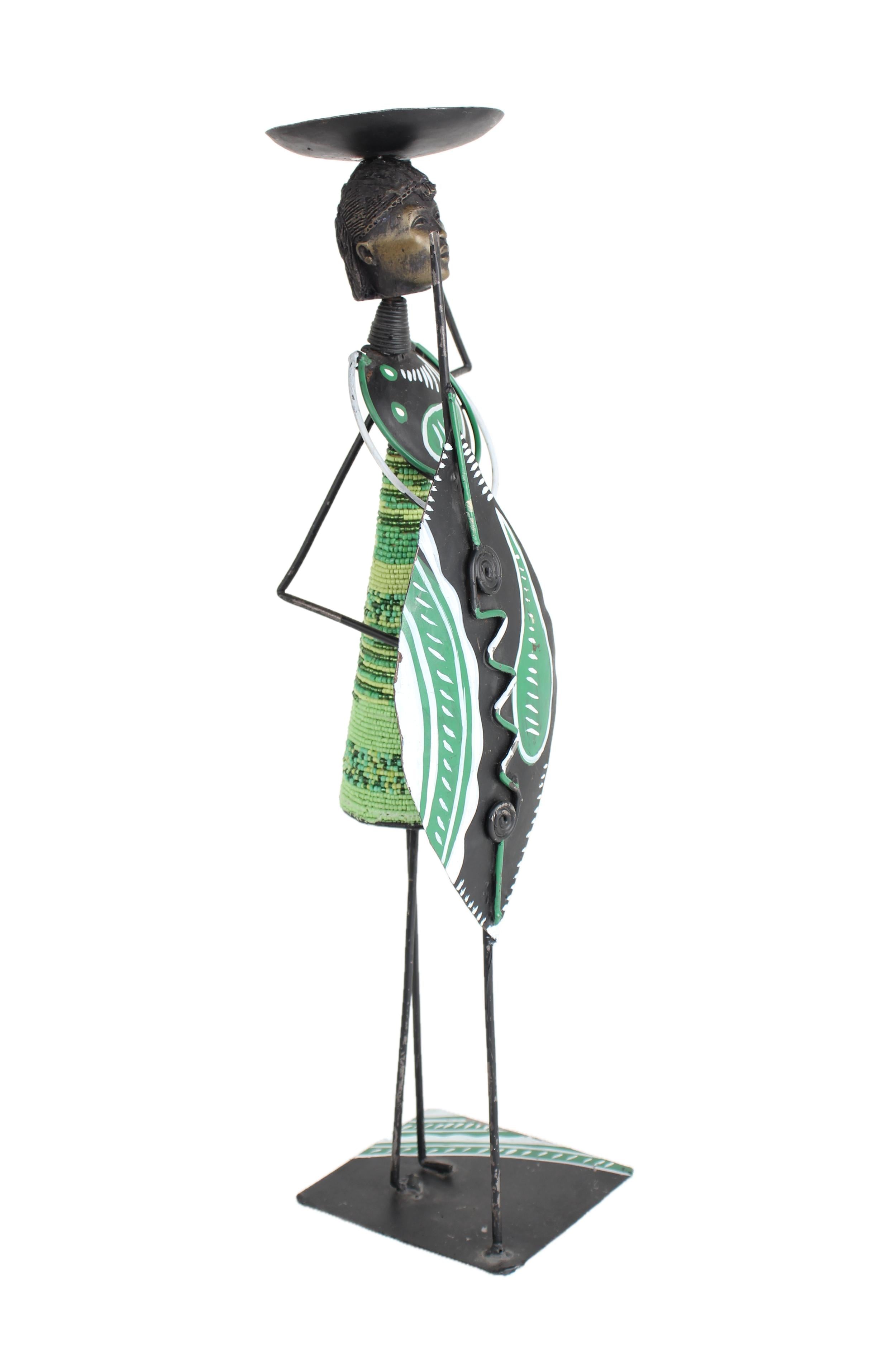 Maasai Tribe Metal Candle Holders ~18.1" Tall - New 2025 - West African Artifacts