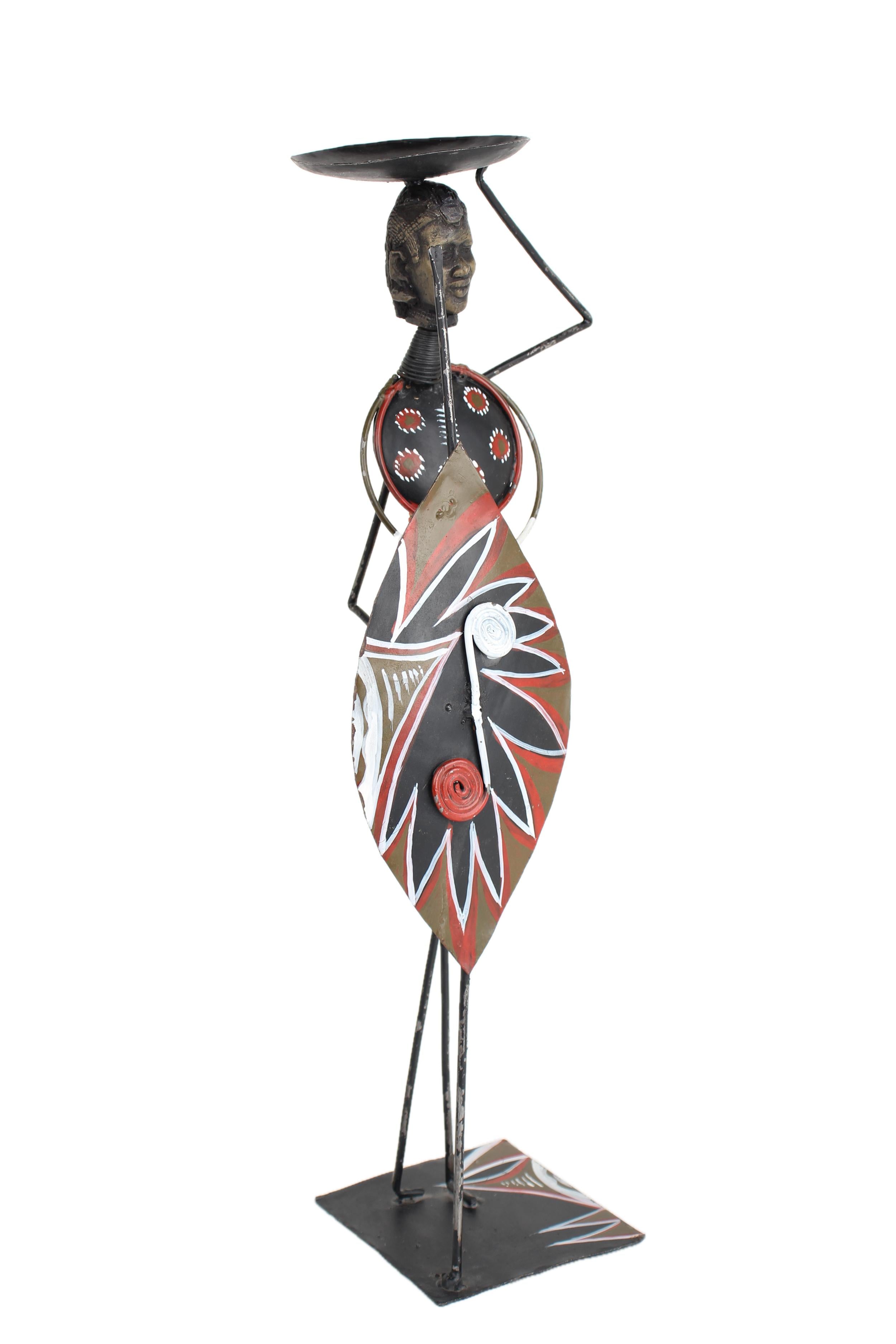 Maasai Tribe Metal Candle Holders ~18.1" Tall - New 2025