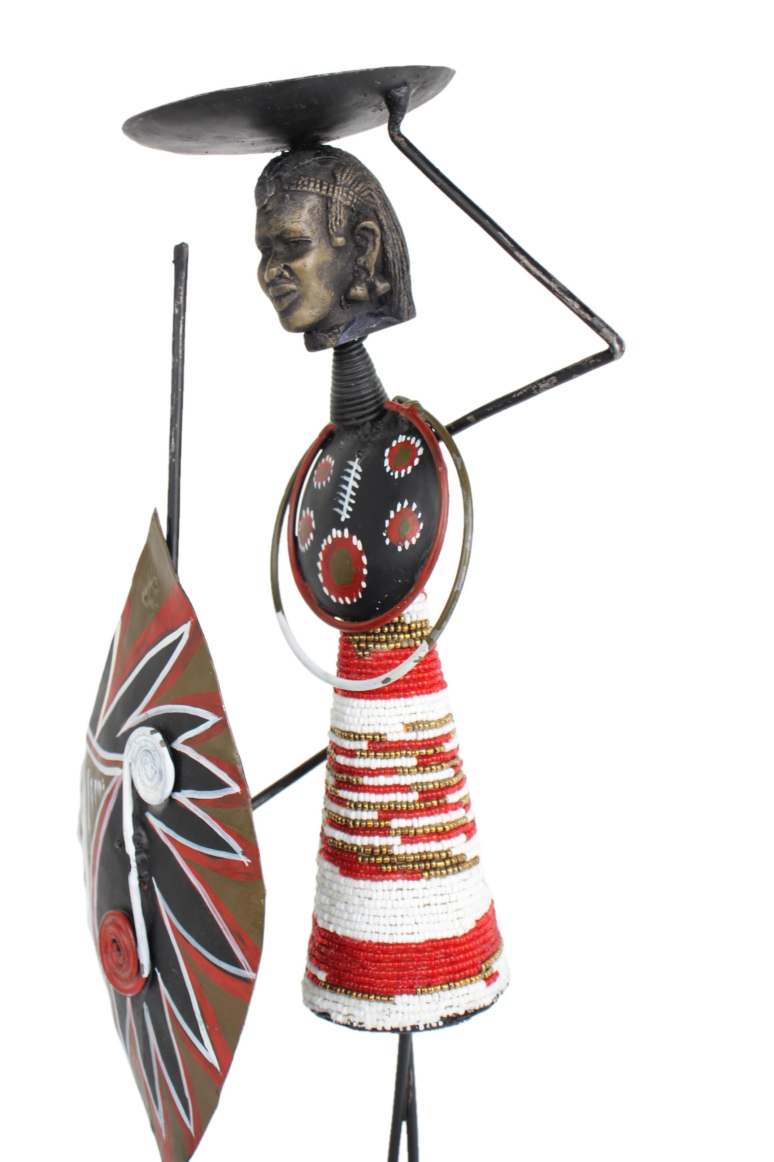 Maasai Tribe Metal Candle Holders ~18.1" Tall - New 2025