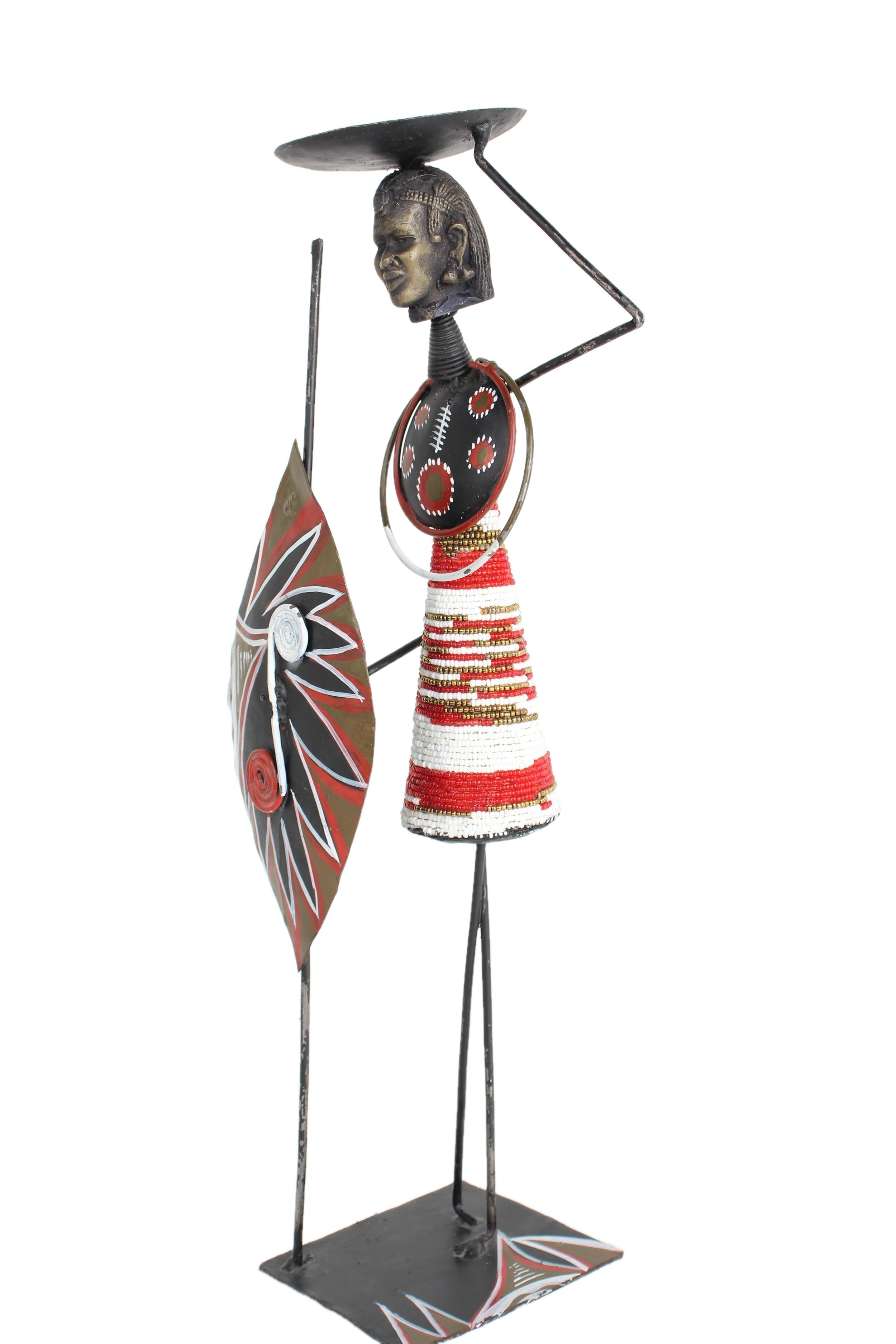 Maasai Tribe Metal Candle Holders ~18.1" Tall - New 2025 - West African Artifacts