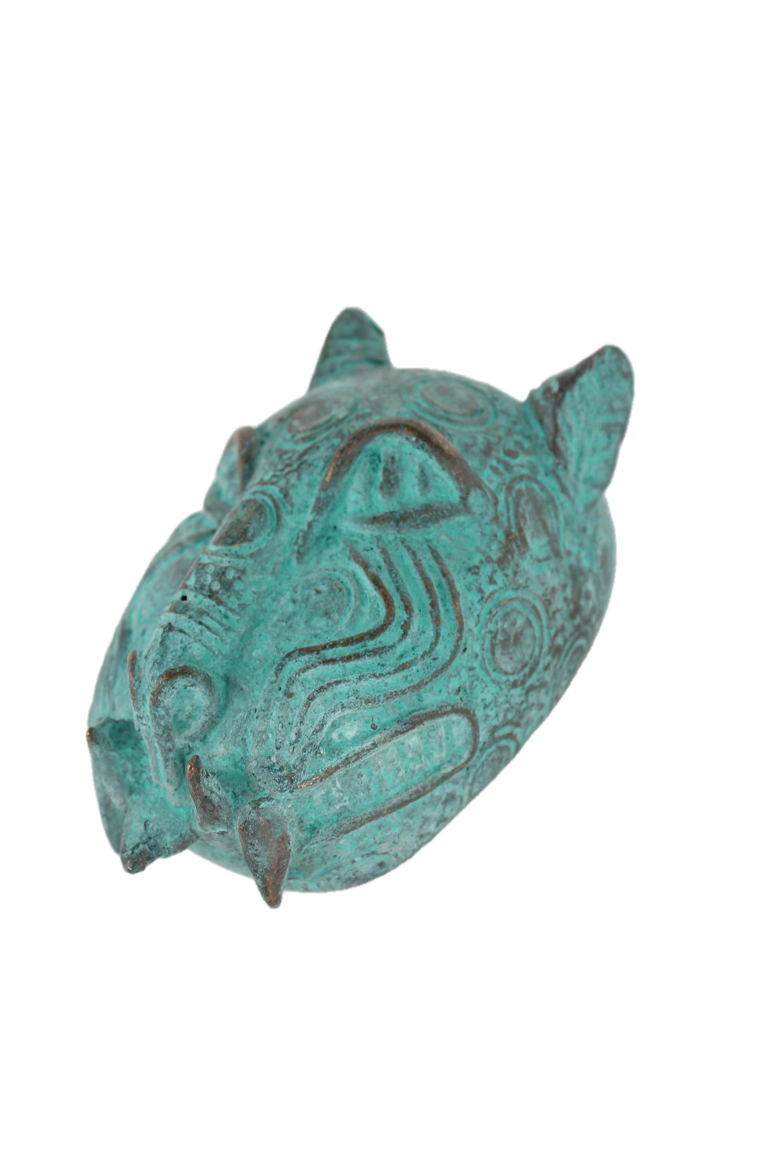 Edo Tribe Benin Bronze Leopard Head ~5.1" Tall - New 2025