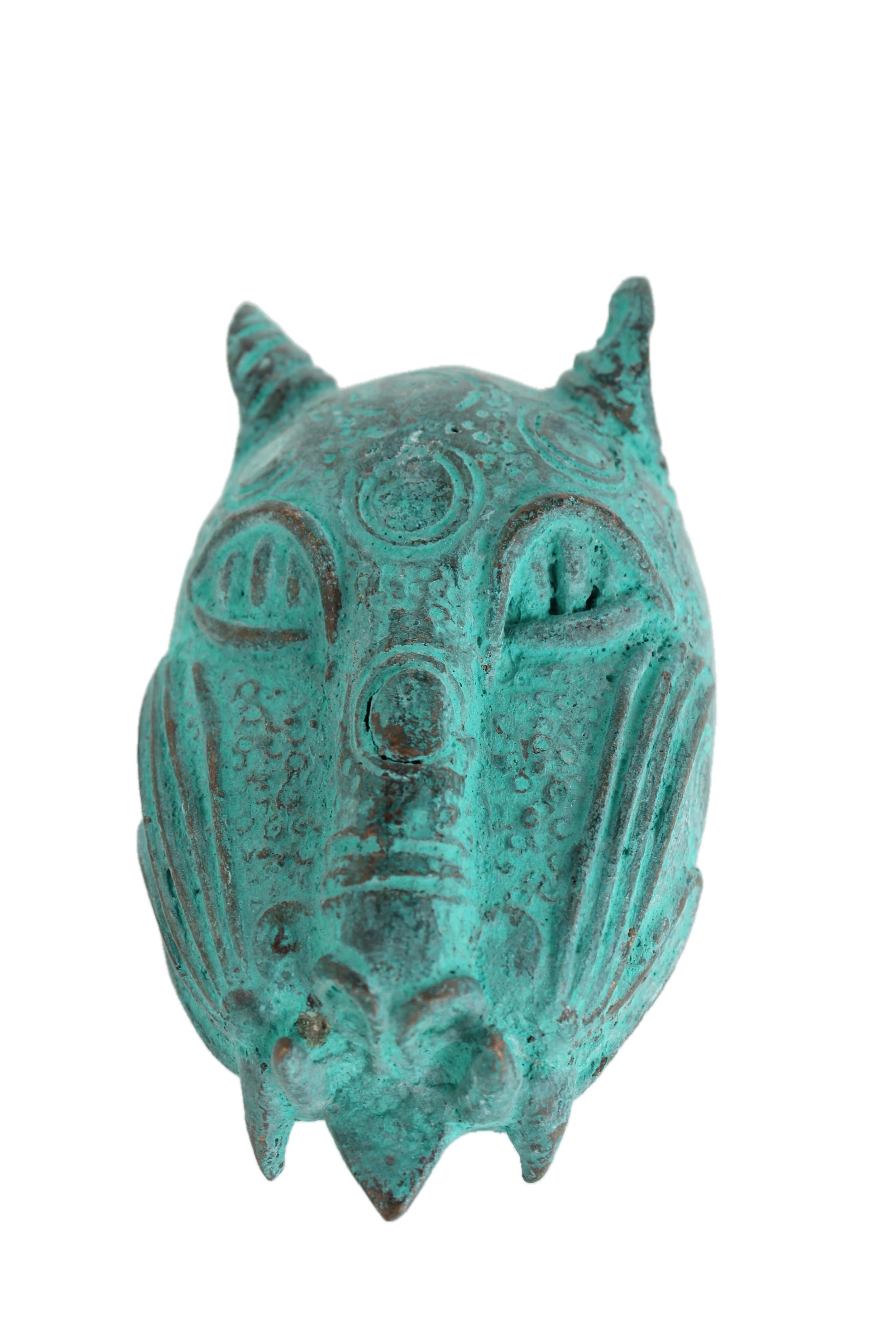 Edo Tribe Benin Bronze Leopard Head ~5.1" Tall - New 2025