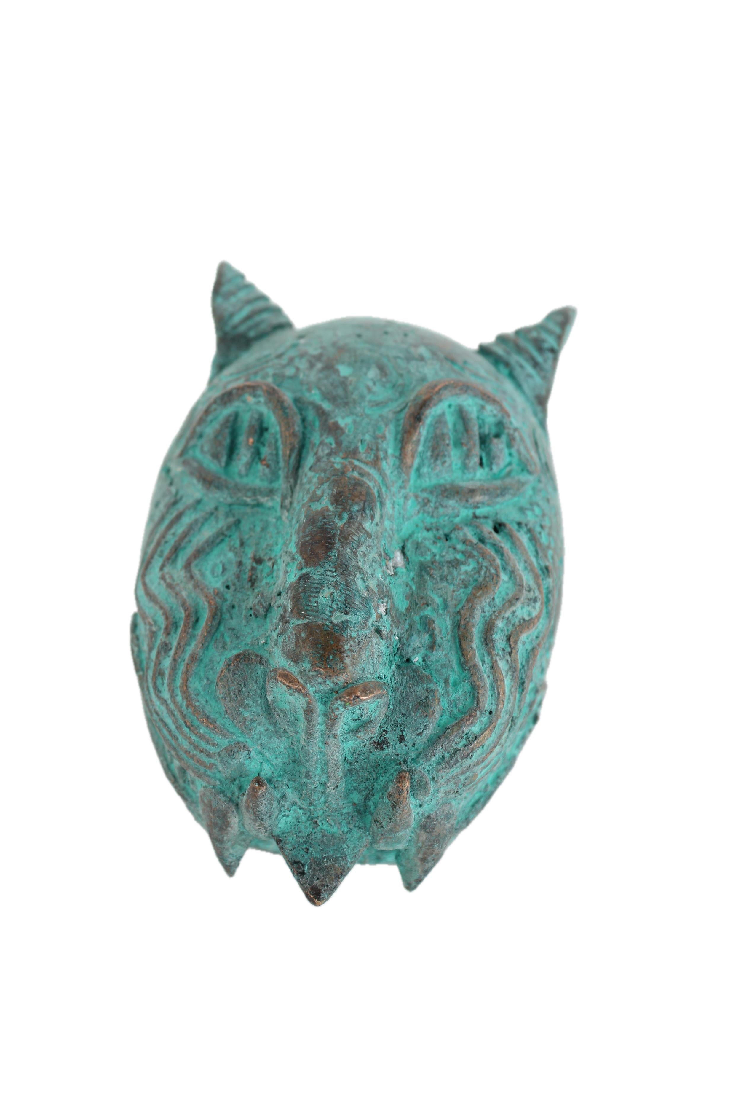 Edo Tribe Benin Bronze Leopard Head ~5.1" Tall - New 2025
