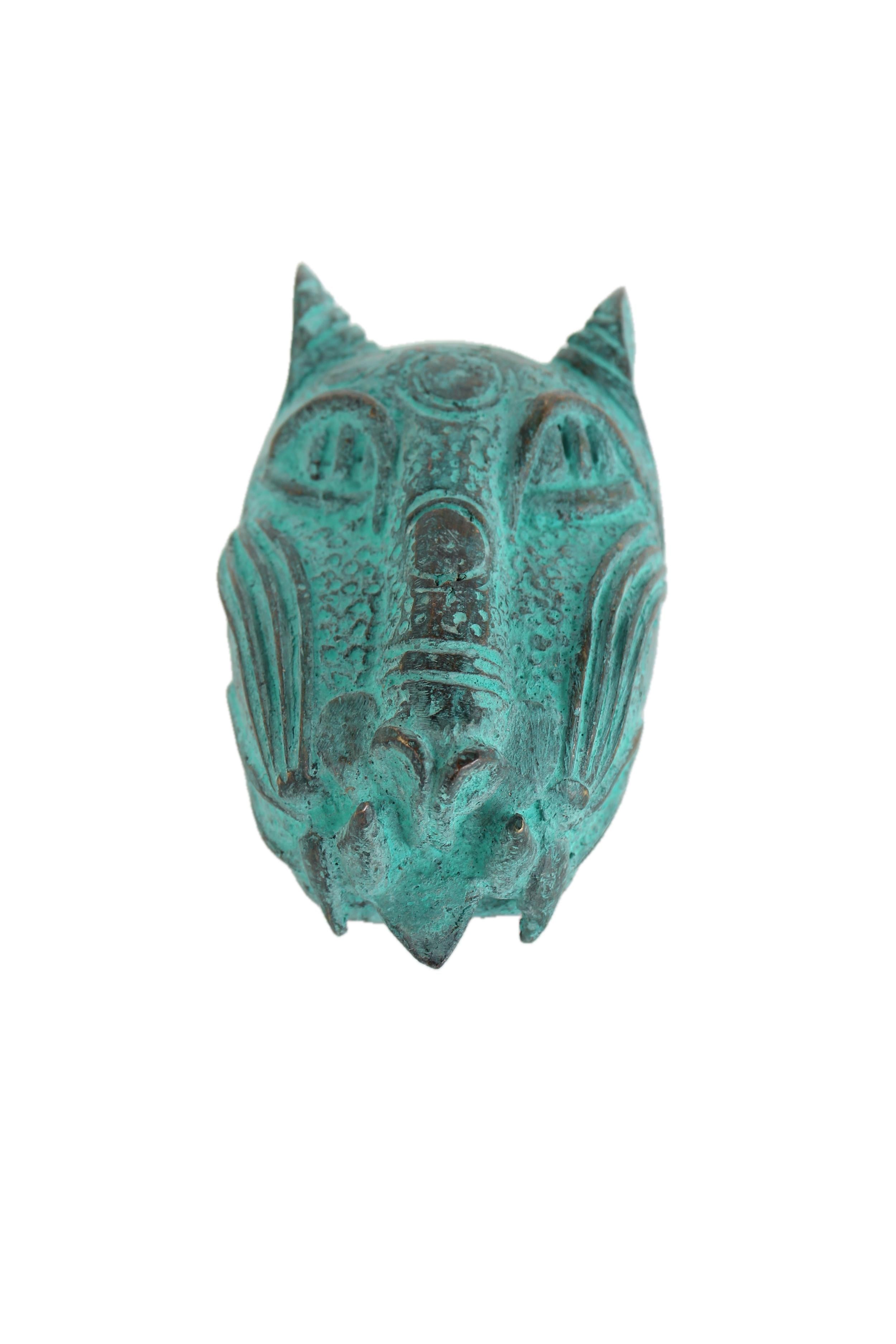 Edo Tribe Benin Bronze Leopard Head ~5.1" Tall - New 2025