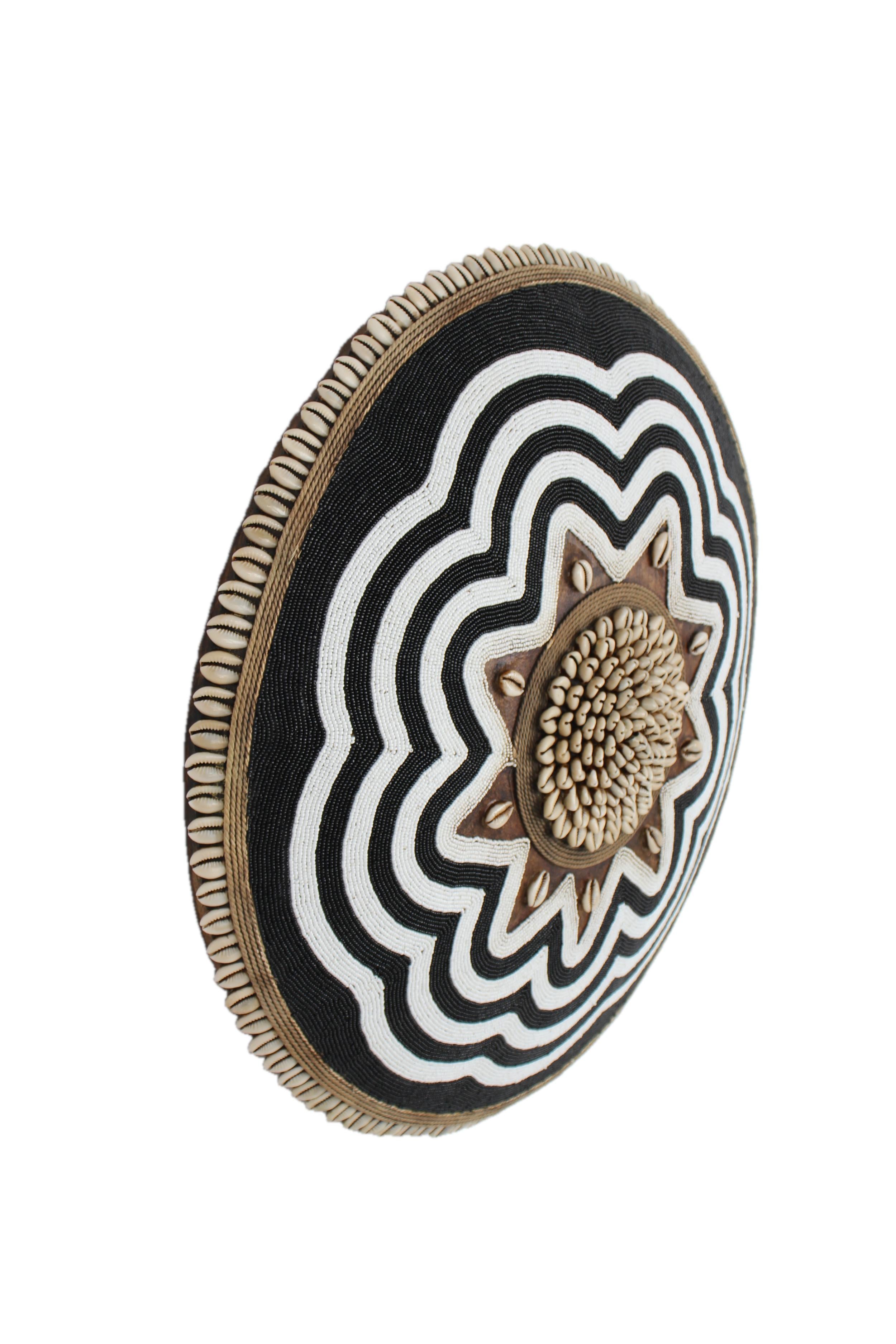 Tikar Tribe Beaded Shield ~21.3" Tall - New 2025 - Beaded Artifact