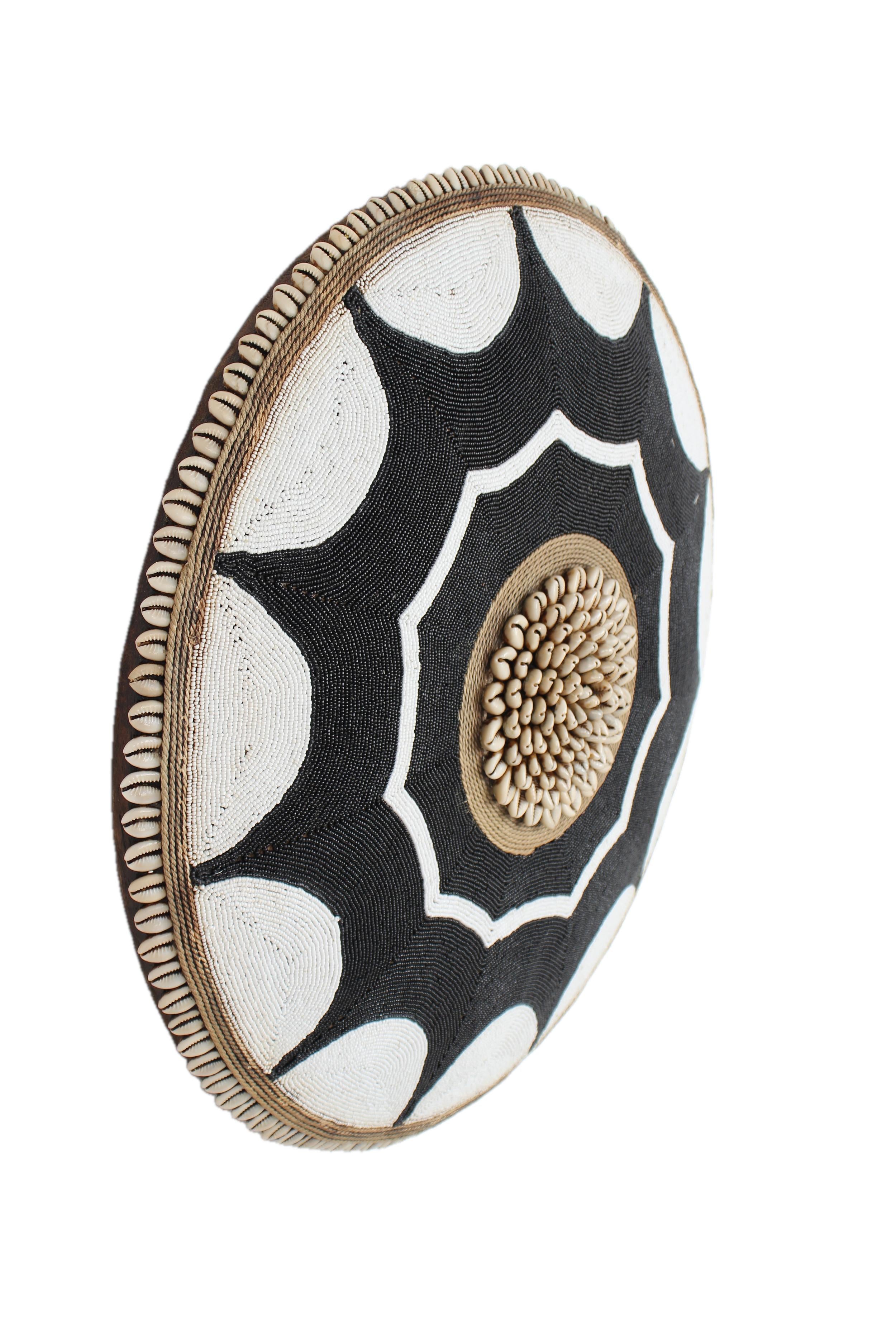 Tikar Tribe Beaded Shield ~21.3" Tall - New 2025 - Beaded Artifact