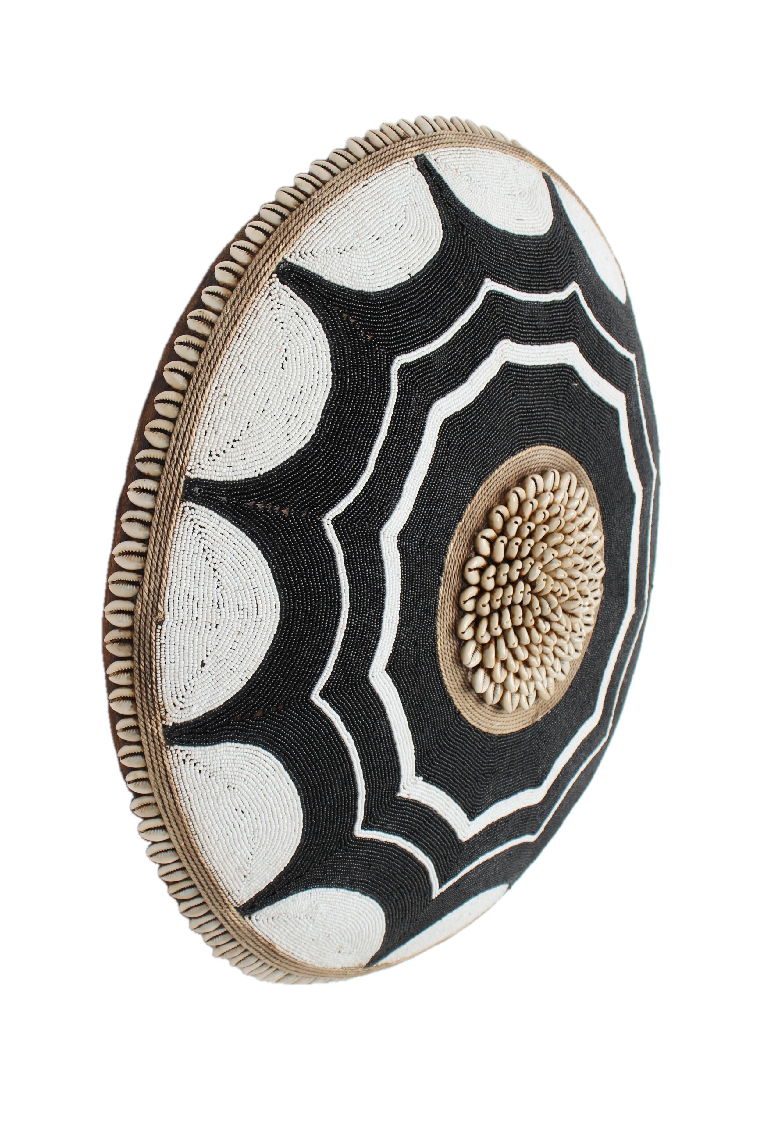 Tikar Tribe Beaded Shield ~21.3" Tall - New 2025 - Beaded Artifact