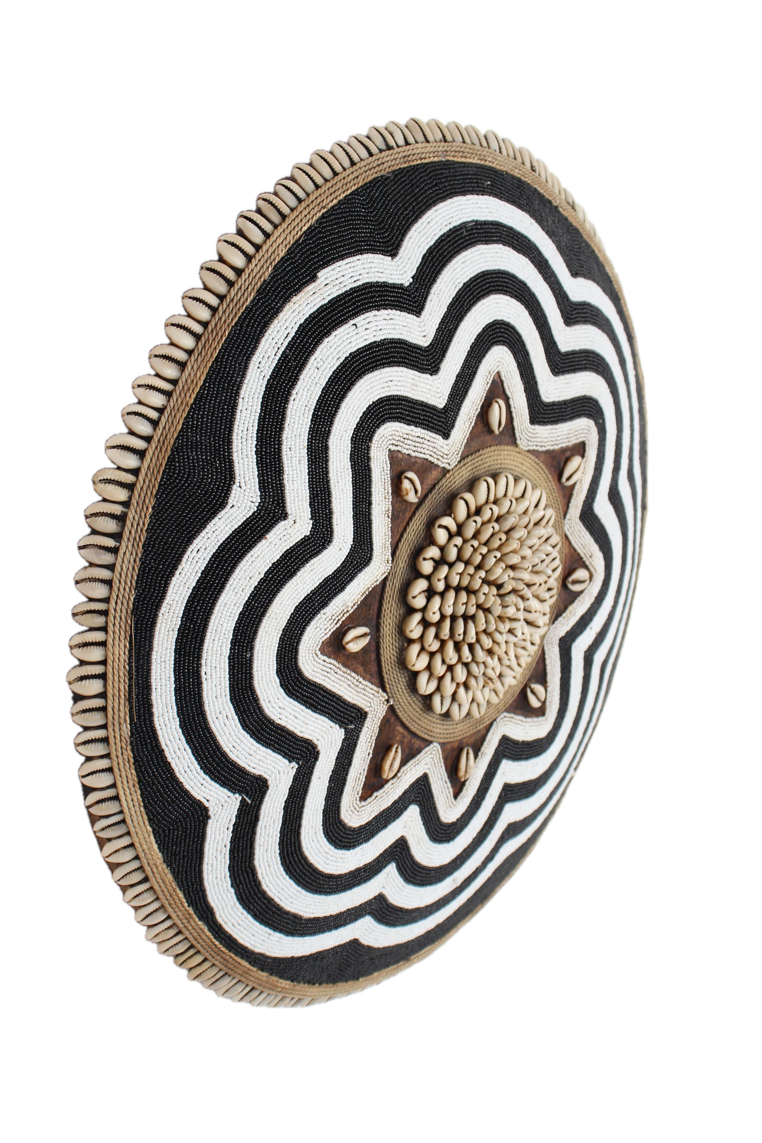 Tikar Tribe Beaded Shield ~21.3" Tall - New 2025 - Beaded Artifact