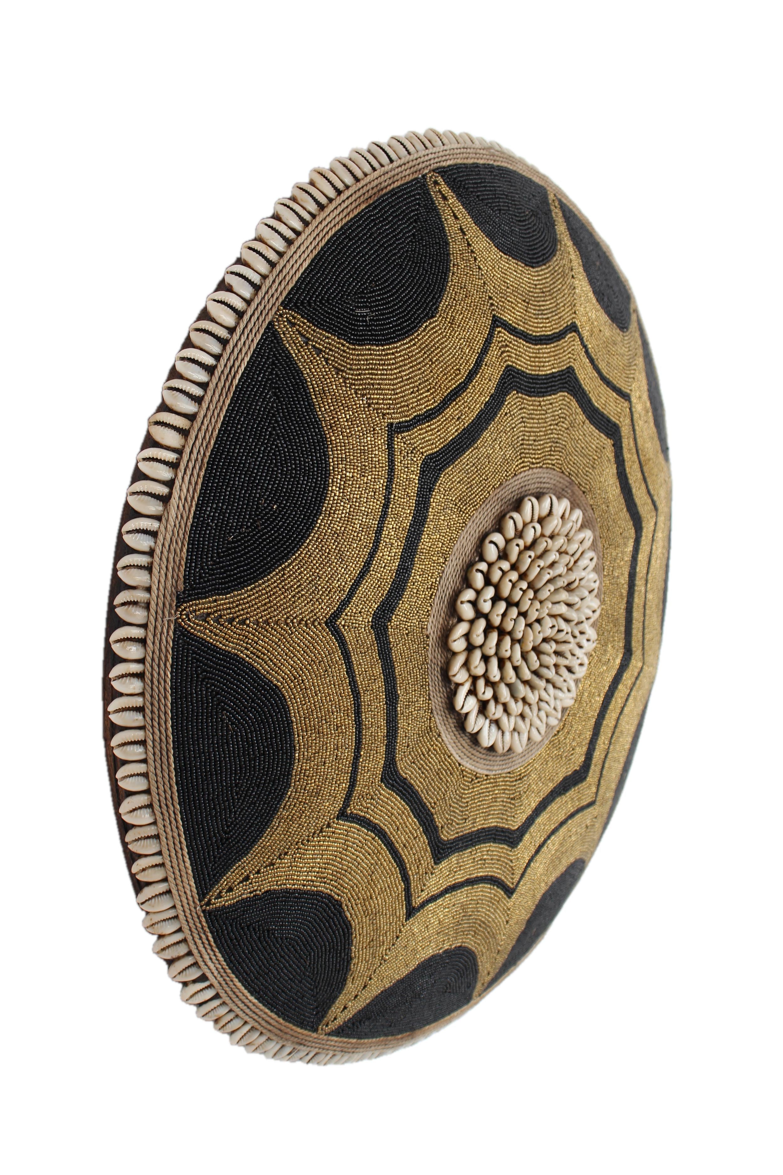 Tikar Tribe Beaded Shield ~21.3" Tall - New 2025 - Beaded Artifact