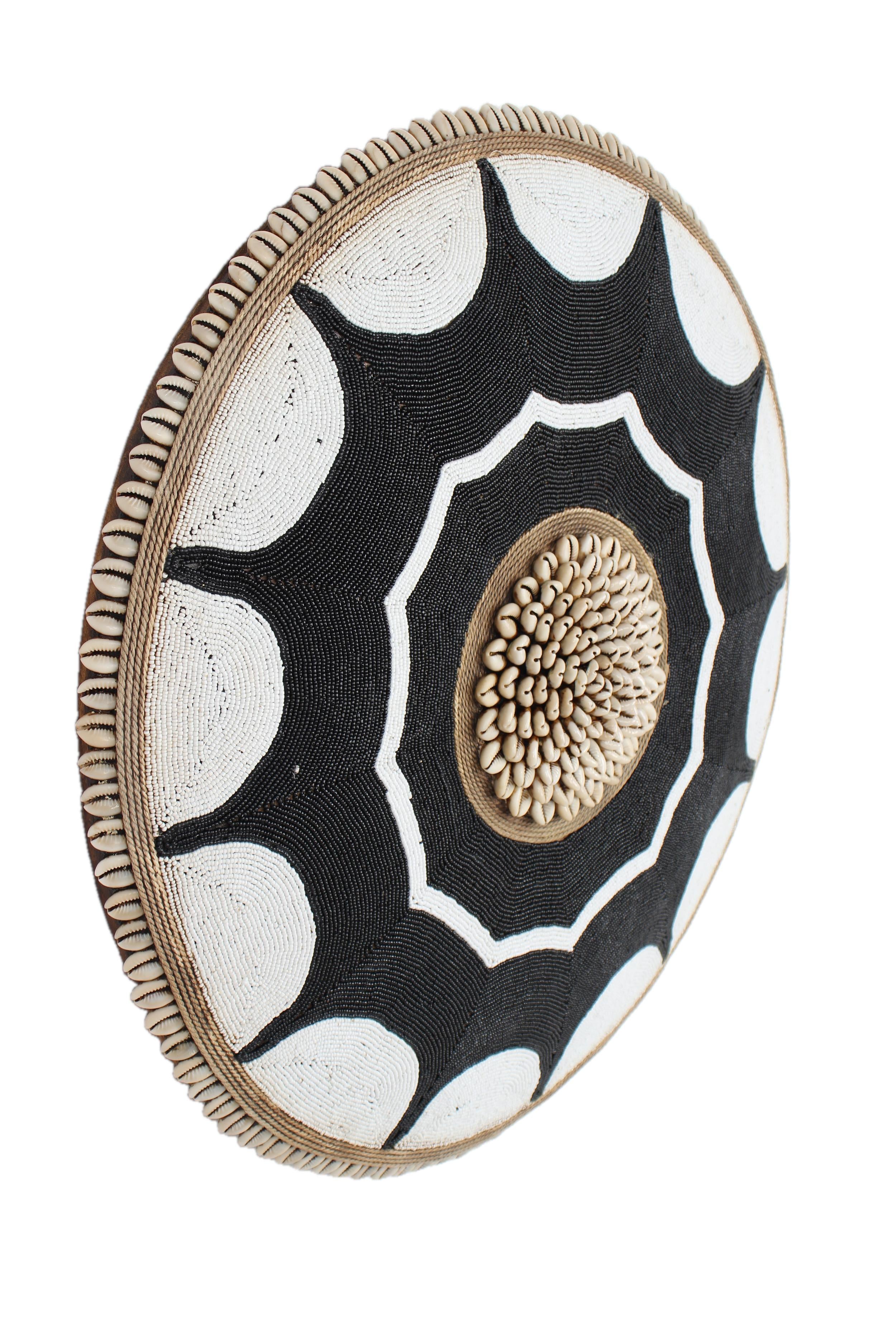 Tikar Tribe Beaded Shield ~21.3" Tall - New 2025 - Beaded Artifact