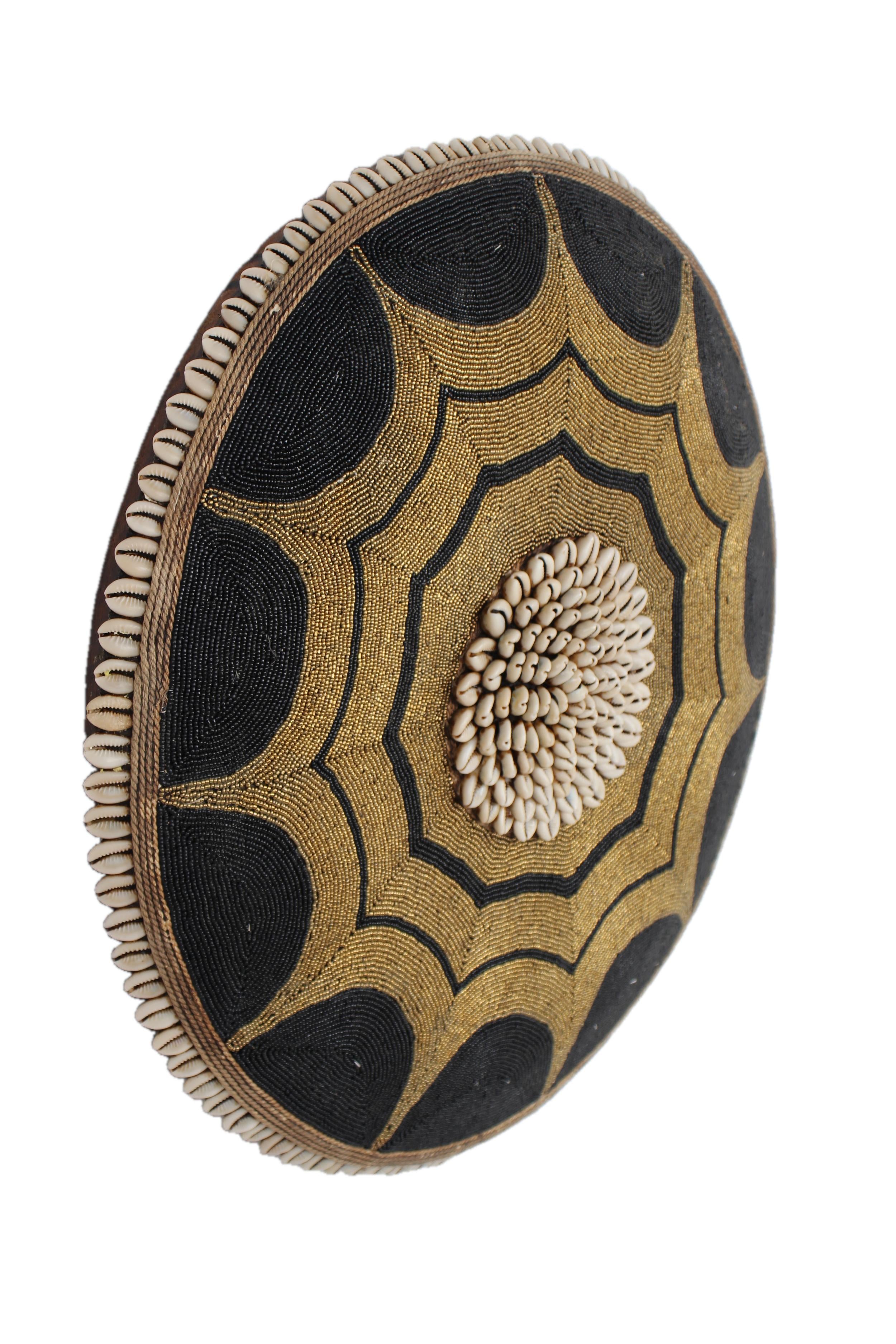 Tikar Tribe Beaded Shield ~21.3" Tall - New 2025 - Beaded Artifact