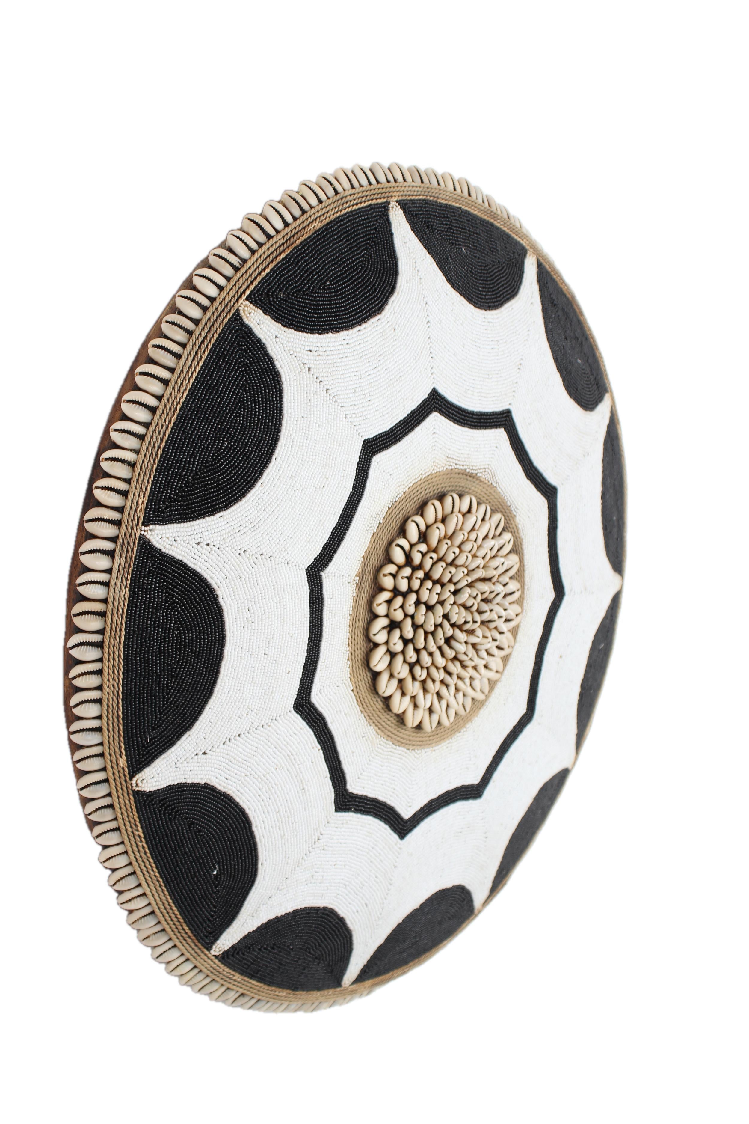 Tikar Tribe Beaded Shield ~21.3" Tall - New 2025 - Beaded Artifact