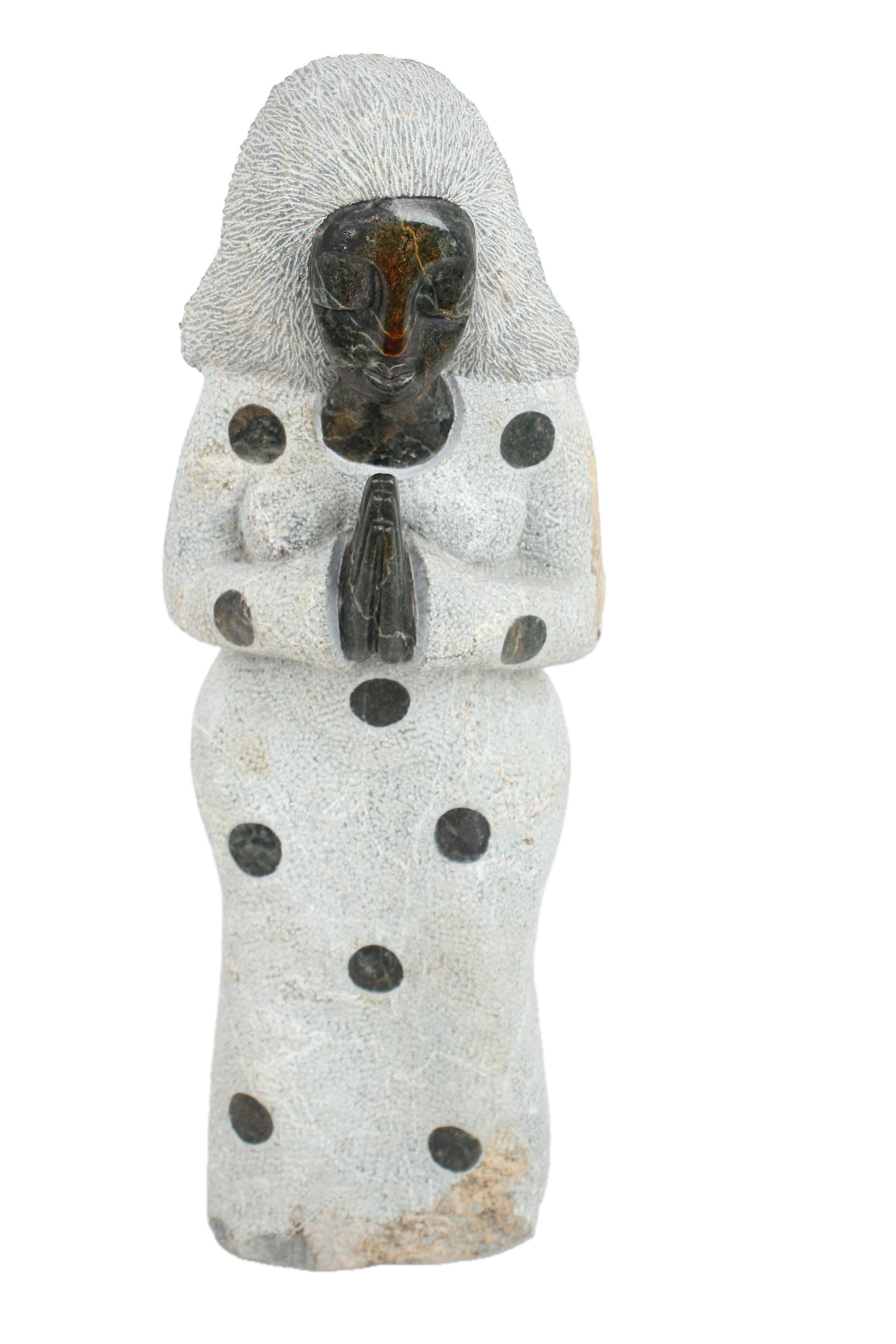 Shona Tribe Opal Stone Praying Woman Sculpture ~28.0" Tall - New 2025
